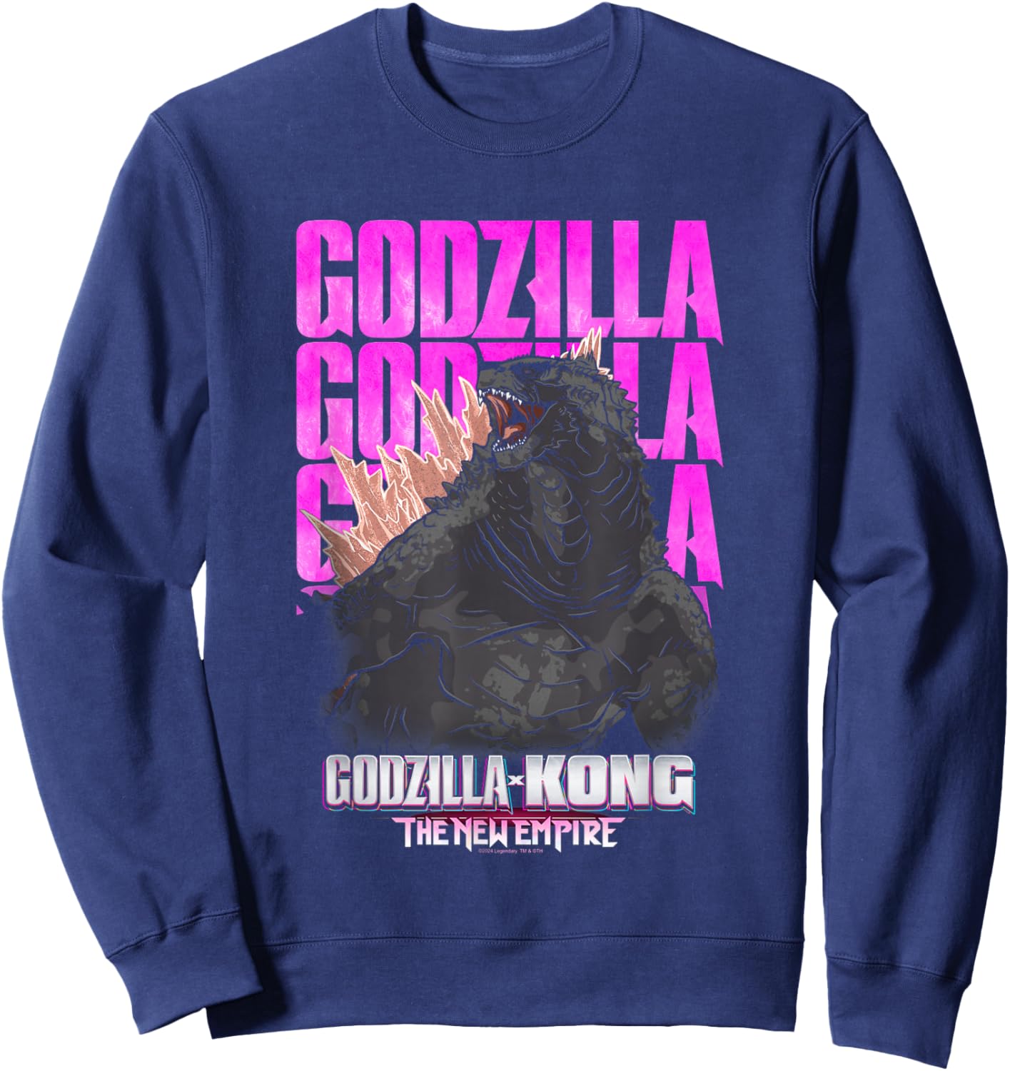 Godzilla X Kong: The New Empire Movie Godzilla Repeating Sweatshirt - Sweatshirt | Navy