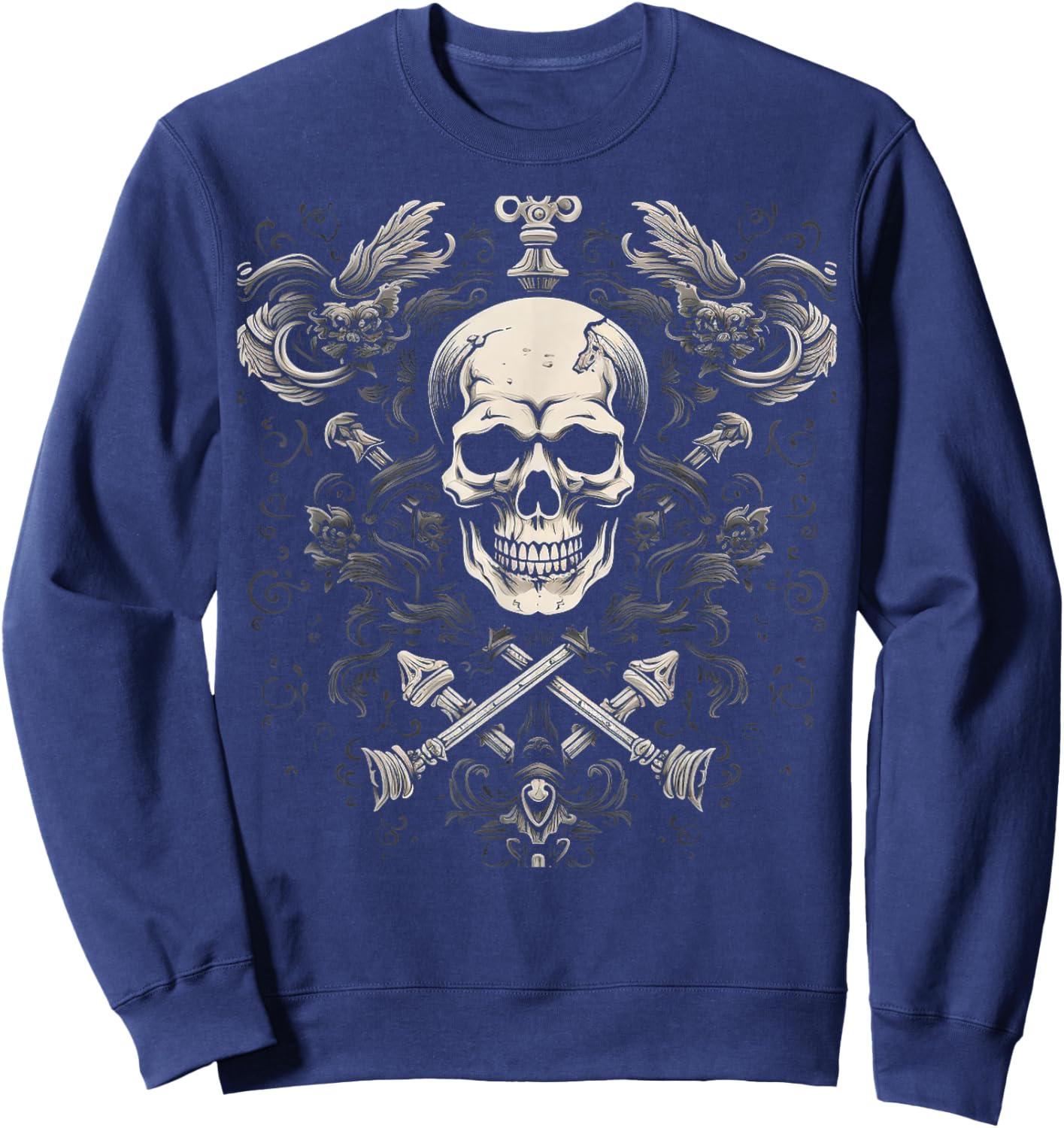 Renaissance Skull | Men Women XS - 6XL | Graphic Sweatshirt - Sweatshirt | Navy