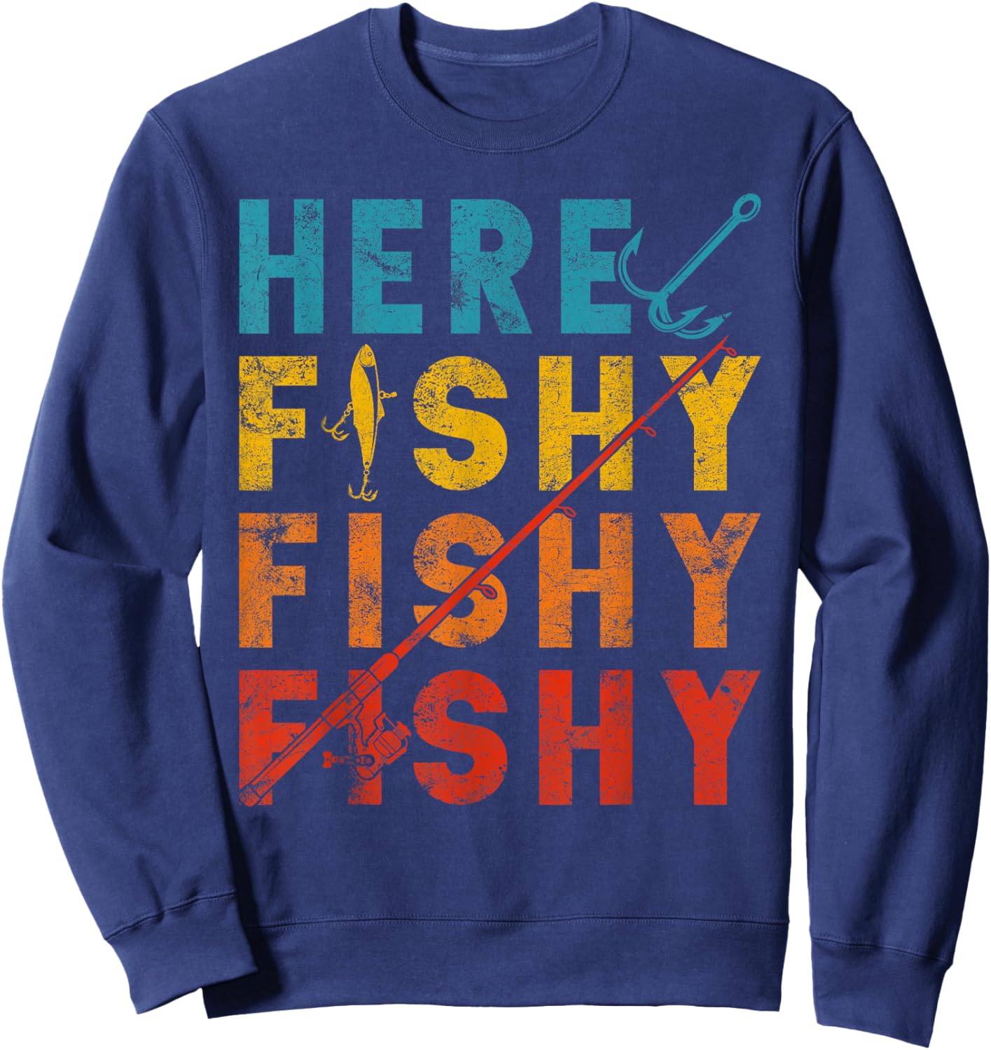 Fisher Fish Fishermen Bait Fishing Rod Boys Girls Bass Sweatshirt - Sweatshirt | Navy