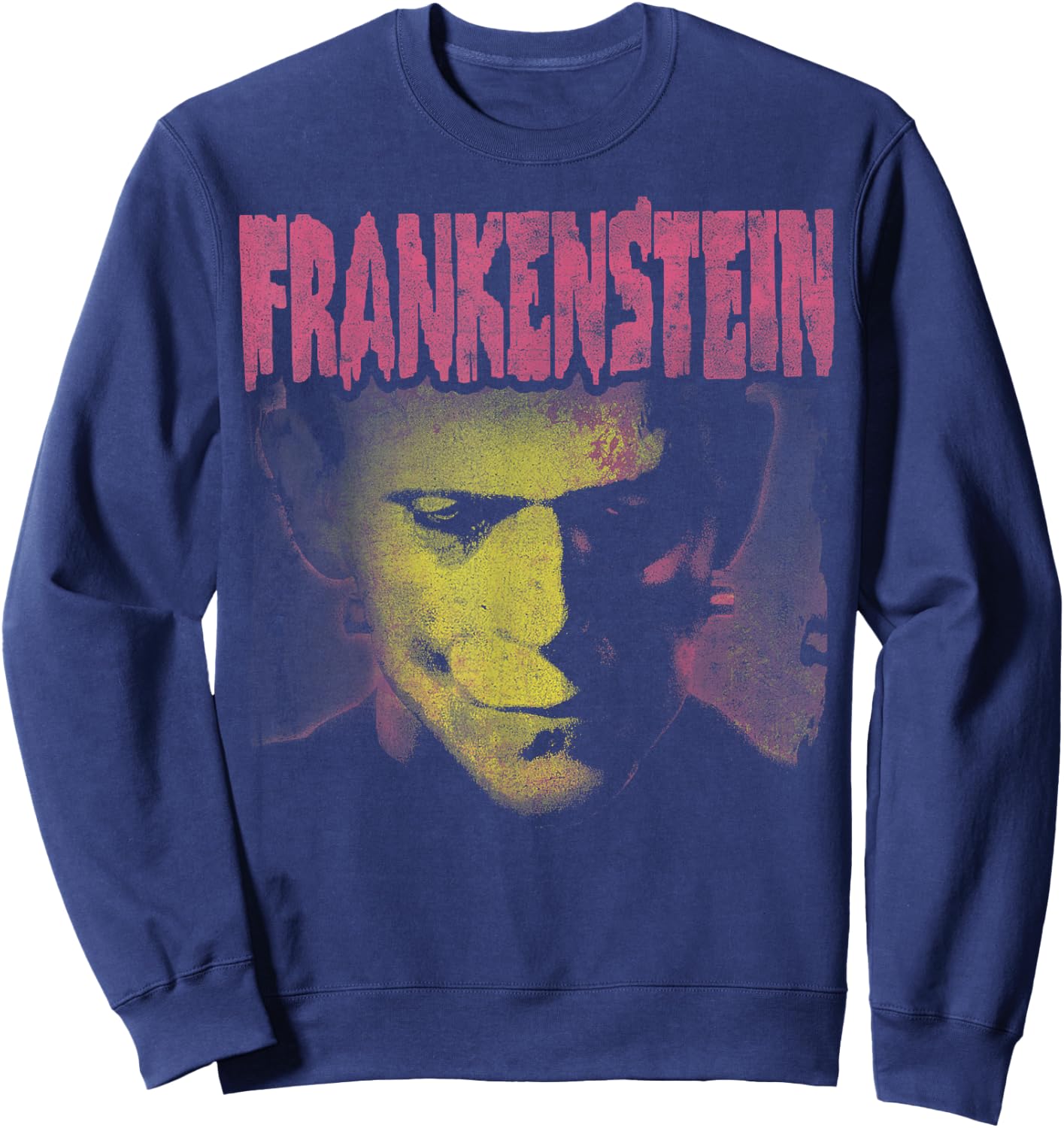 Universal Monsters Frankenstein Pink Splatter Portrait Sweatshirt - Sweatshirt | Navy