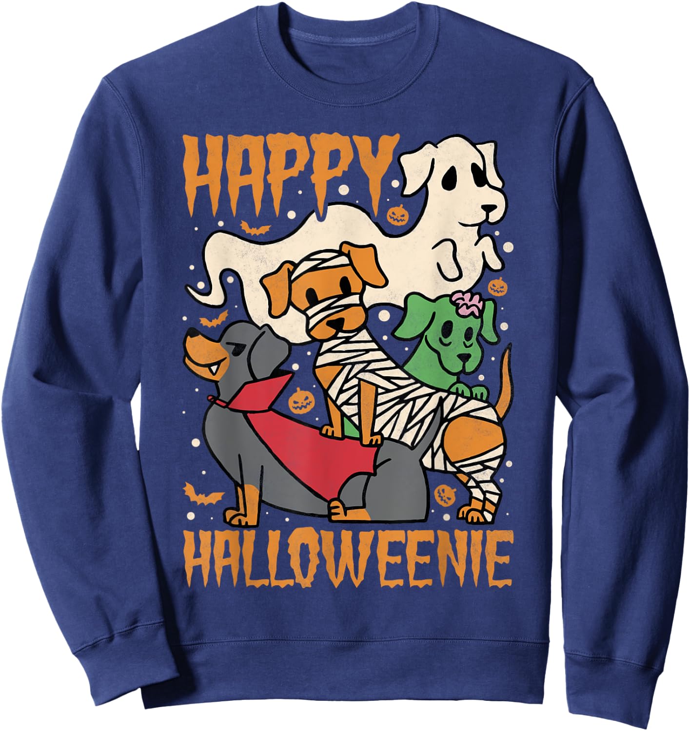 Happy Halloweenie, Halloween Dachshund Sweatshirt - Sweatshirt | Navy