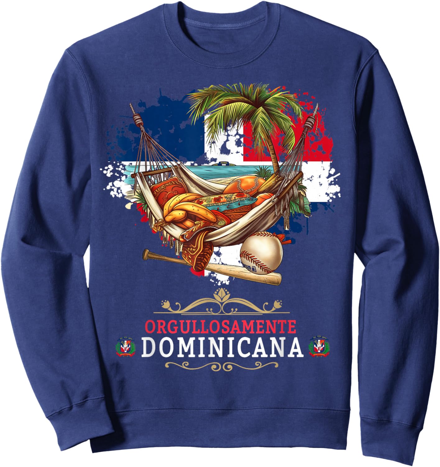 Coat of Arms Republica Dominicana For Kids & Dominican Flag Sweatshirt - Sweatshirt | Navy
