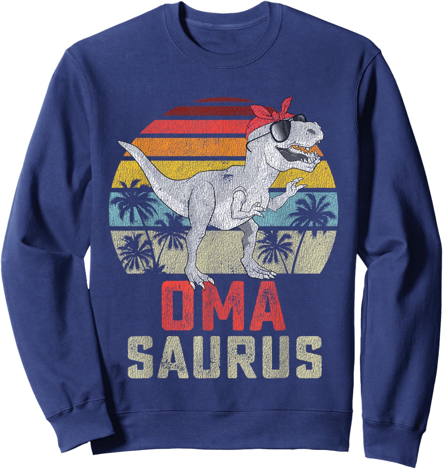 Omasaurus T Rex Dinosaur Oma Saurus Family Matching Sweatshirt - Sweatshirt | Navy
