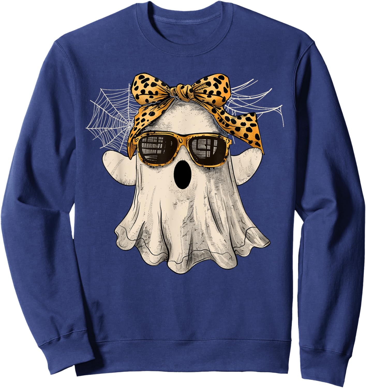 Halloween Cute Ghost Glasses Costume Girl Kids Toddler Women Sweatshirt - Sweatshirt | Navy