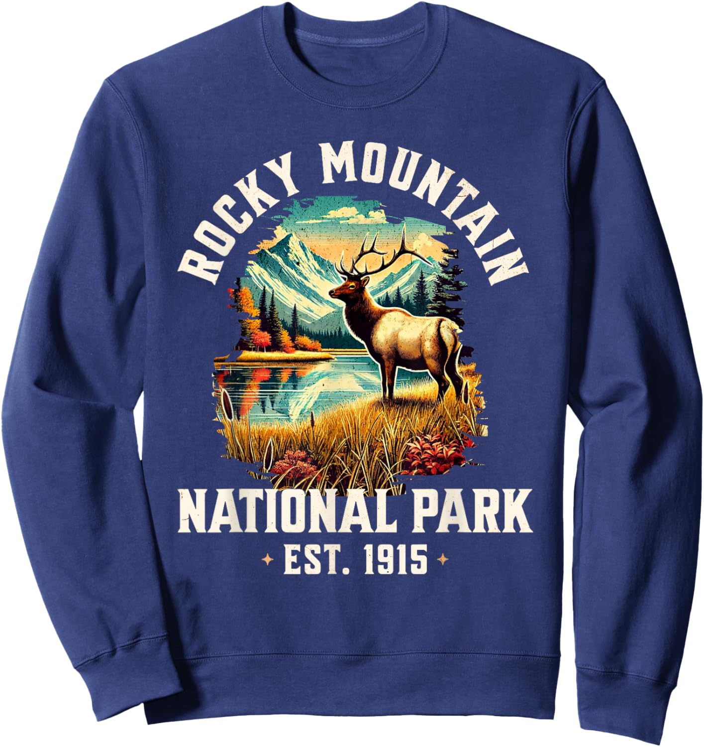 Retro Rocky Mountains National Park | Vintage USA Sweatshirt - Sweatshirt | Navy
