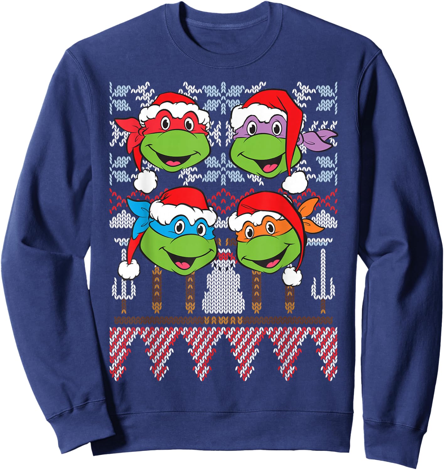TMNT Ugly Xmas Sweaters All Turtles Sweatshirt - Sweatshirt | Navy