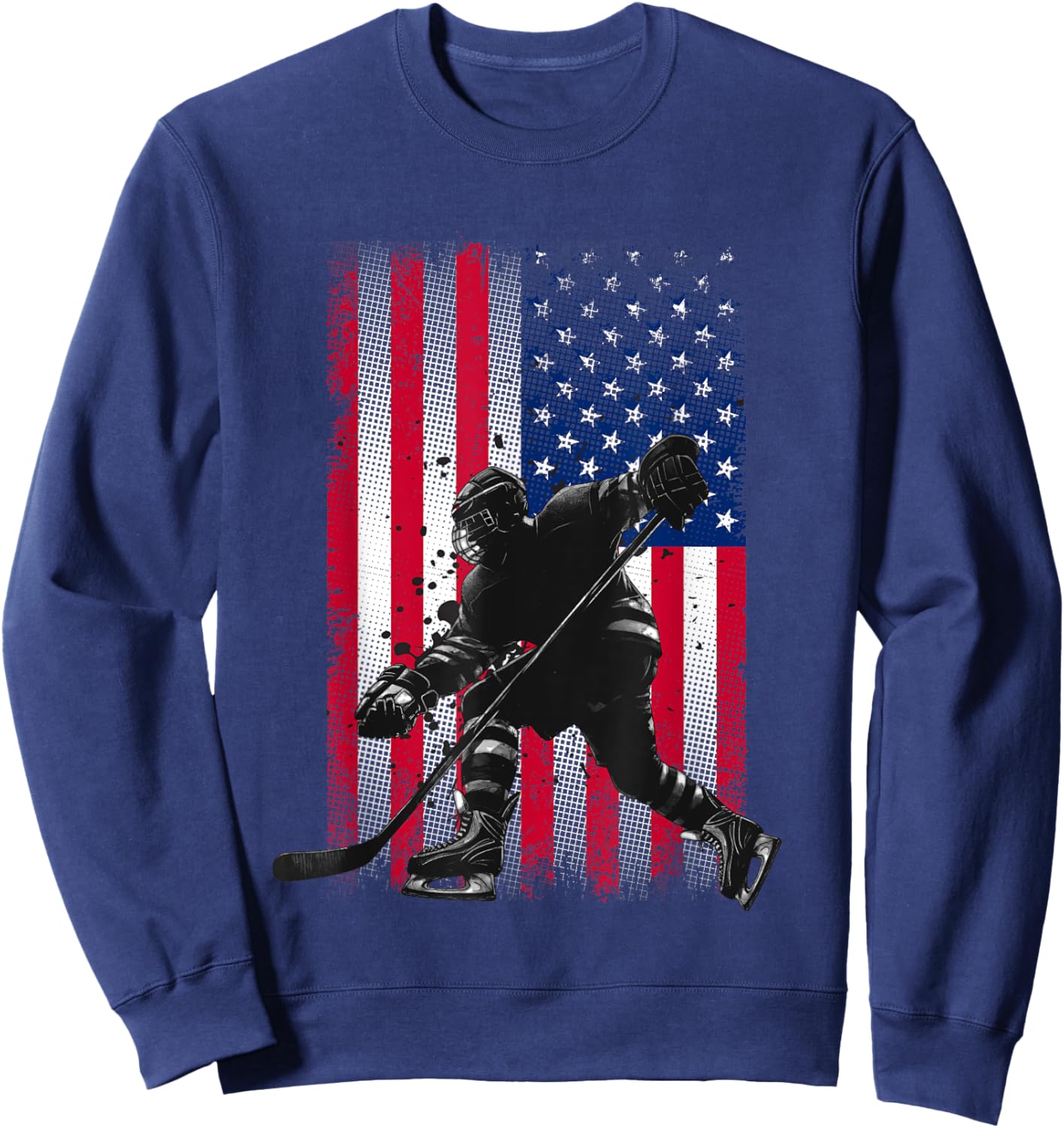 American Flag Hockey Women Kids Men Sweatshirt - Sweatshirt | Navy