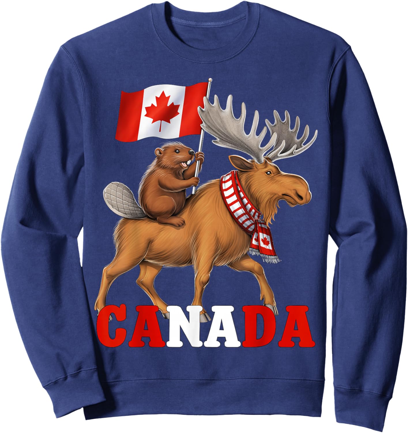 Kanada Biber Elch Kanadische Flagge Stolzer Kanadier Sweatshirt - Sweatshirt | Navy