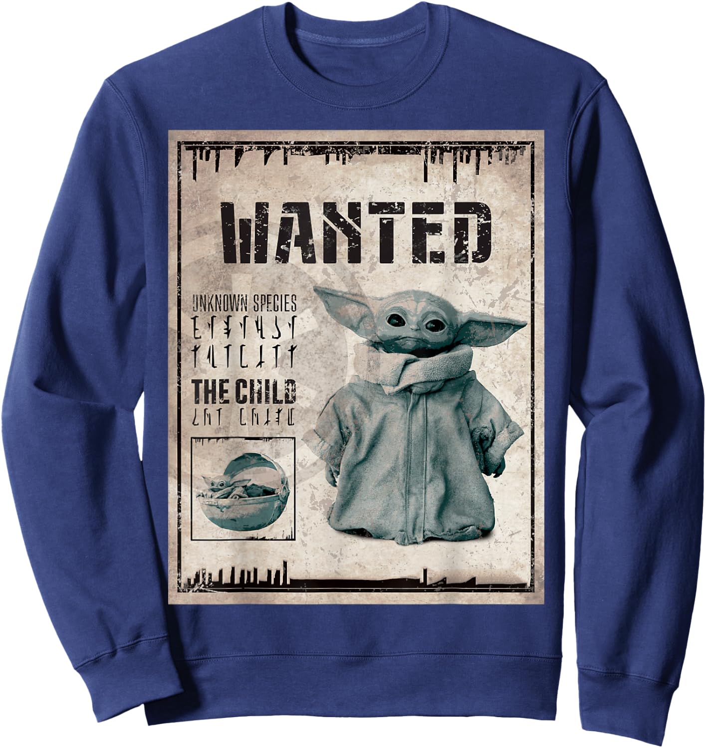 Star Wars The Mandalorian The Child Wanted Poster Sweatshirt - Sweatshirt | Navy