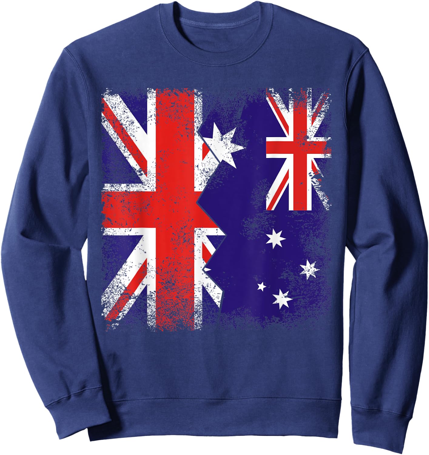Australian Roots | Half British Flags | UK Australia Vintage Sweatshirt - Sweatshirt | Navy