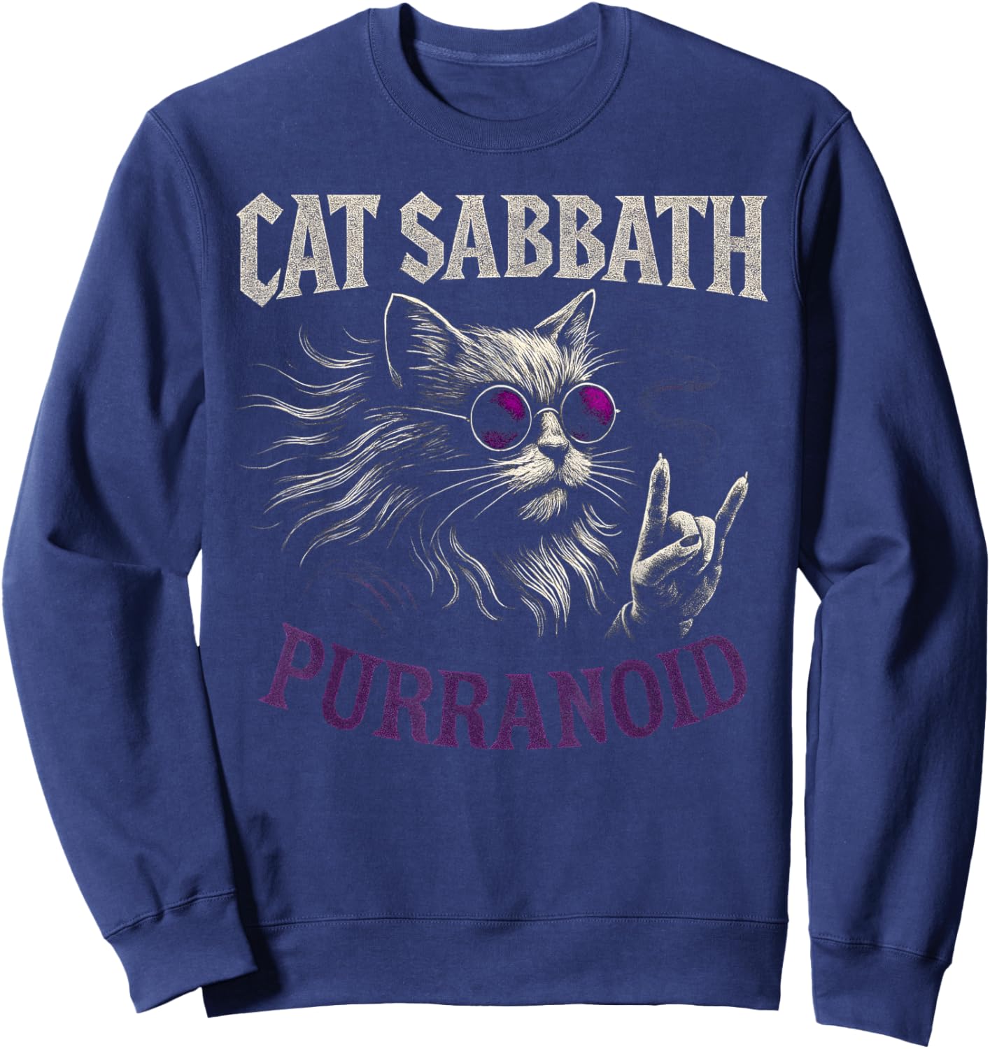 Cat Sabbath Purranoid - Lustige Rockkatze Sweatshirt - Sweatshirt | Navy