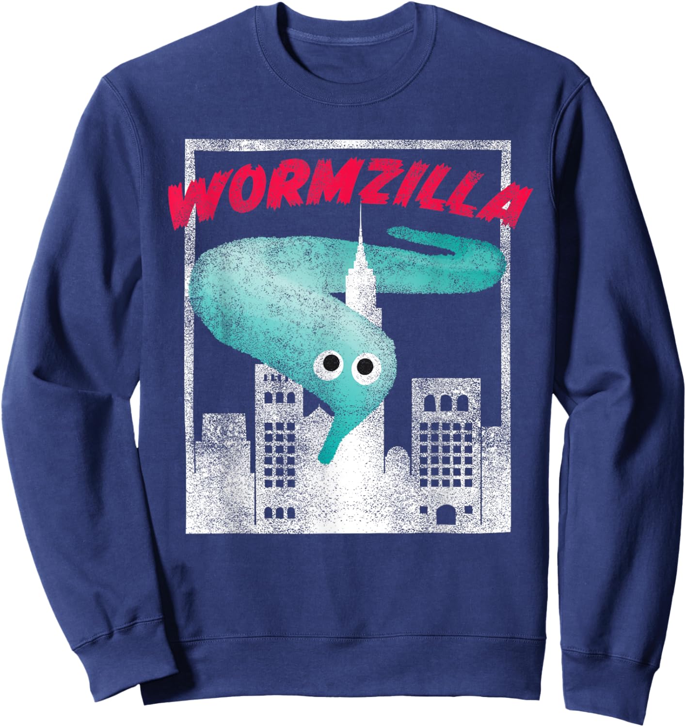 Worm on a String Meme Wormzilla Retro Years Style Sweatshirt - Sweatshirt | Navy