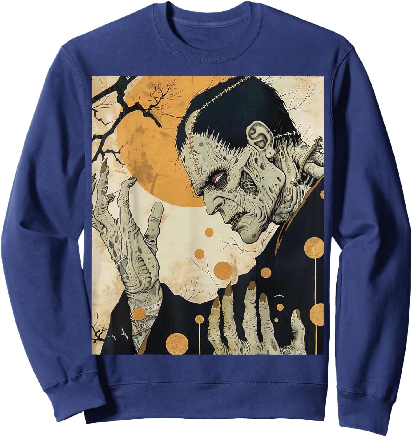 Frankenstein Horror Halloween Retro Vintage Sweatshirt - Sweatshirt | Navy