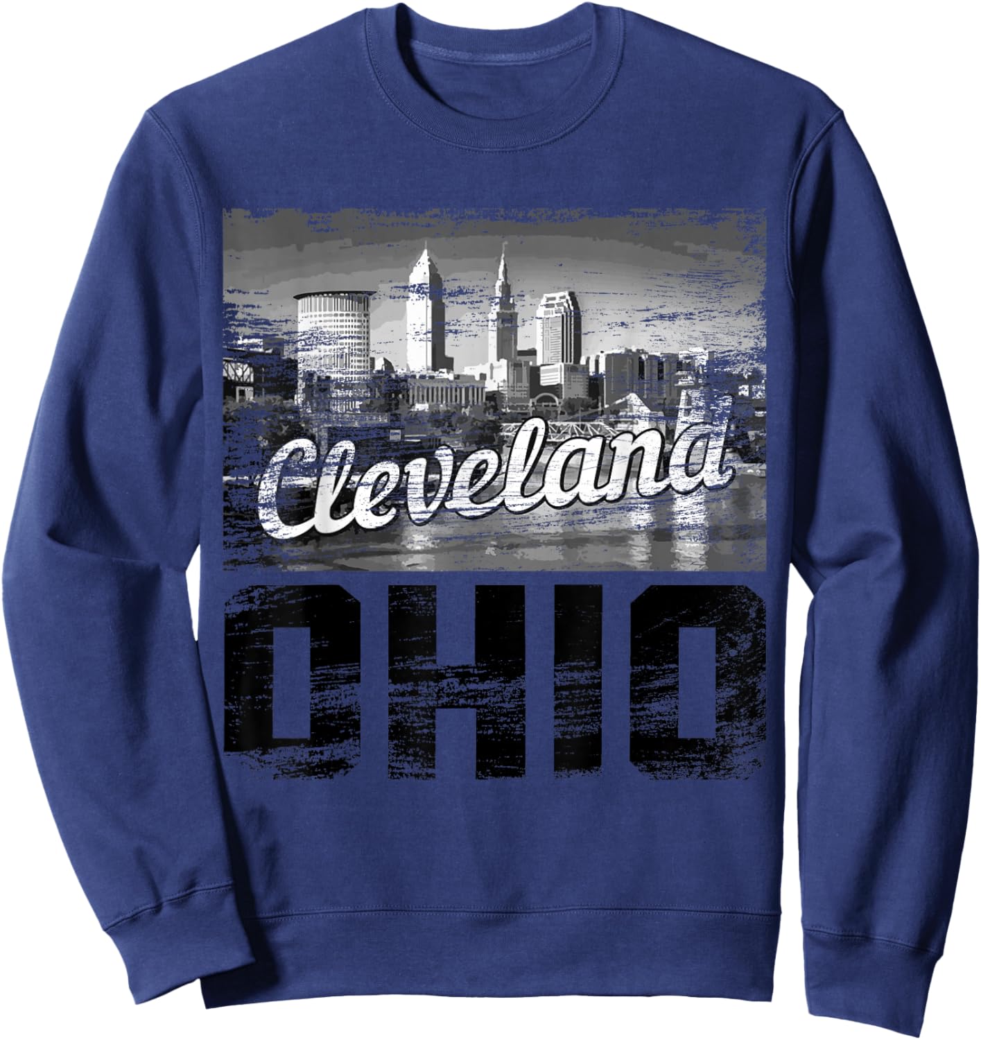 Cleveland Ohio Skyline Vintage Pride Sweatshirt - Sweatshirt | Navy