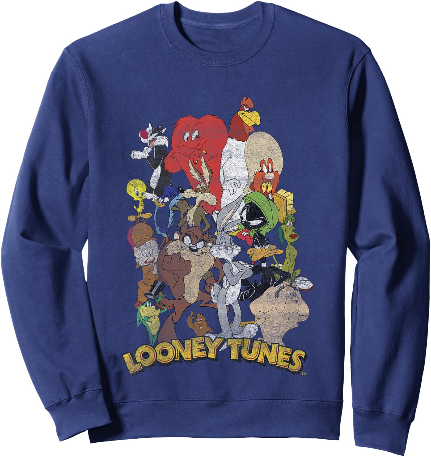 Kids Looney Tunes Group Shot Character Stack Sweatshirt - Sweatshirt | Navy