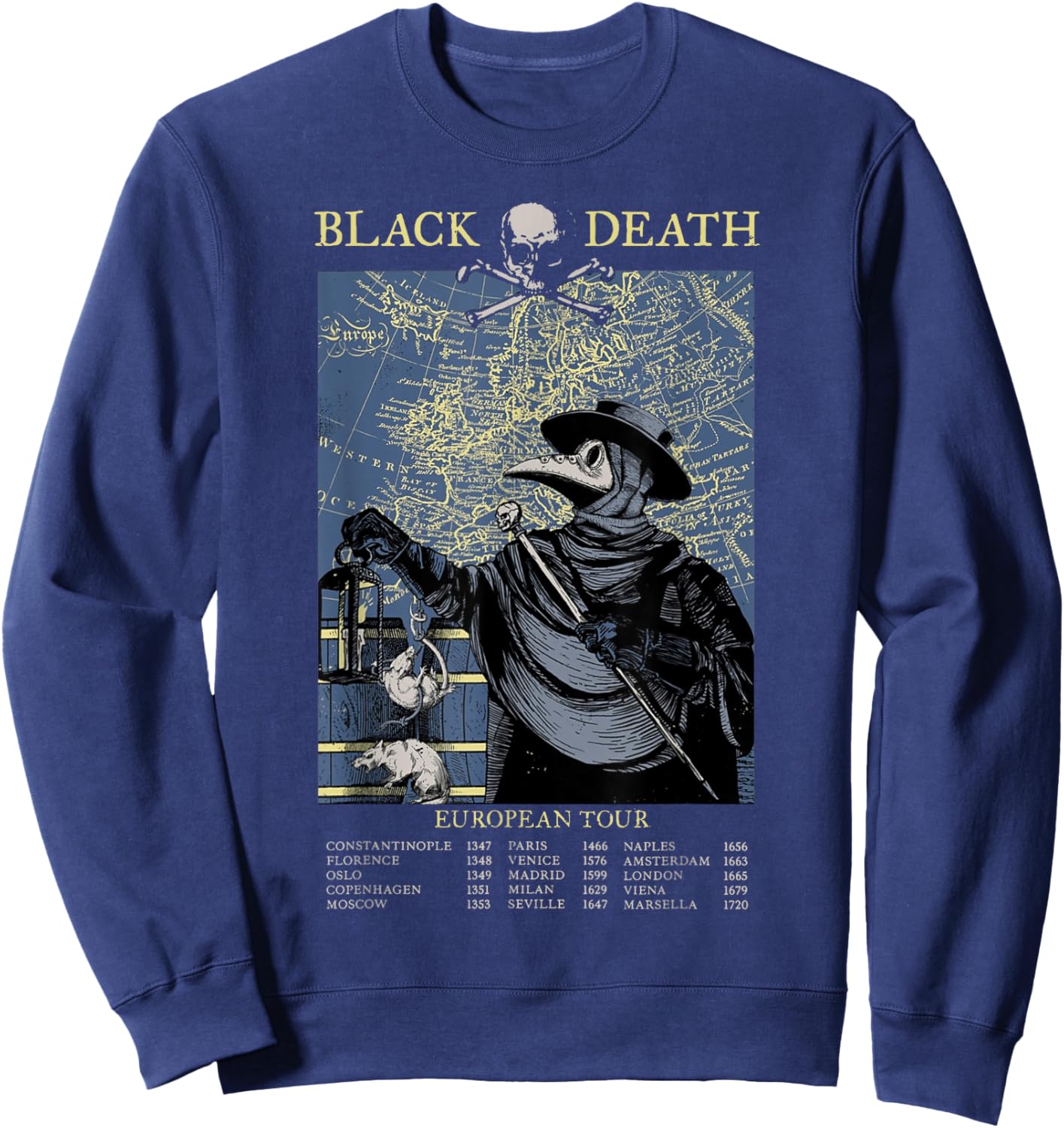 Plague Mask Doctor Plague Black Death European Tour Sweatshirt - Sweatshirt | Navy