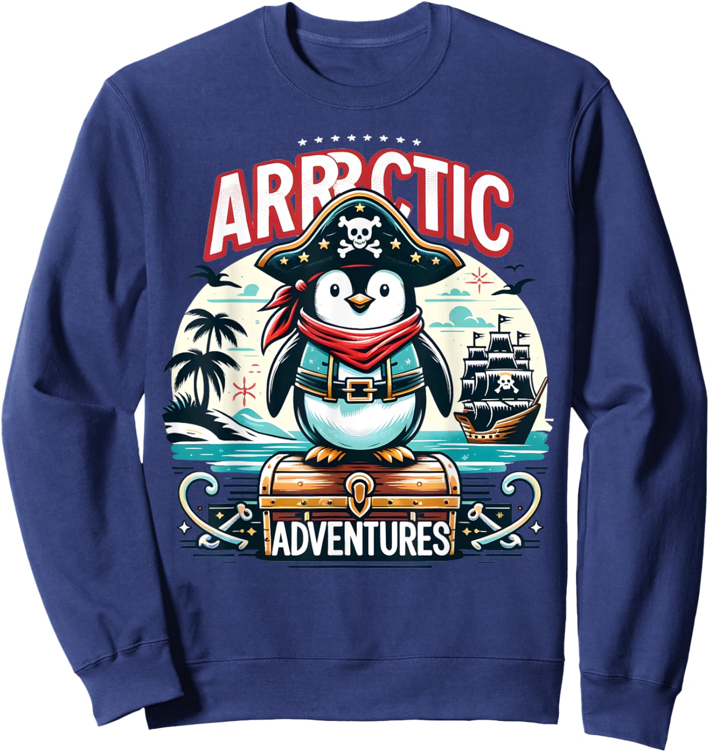 Arrrctic Adventures Pirate Penguin Treasure Quest Pun Sweatshirt - Sweatshirt | Navy