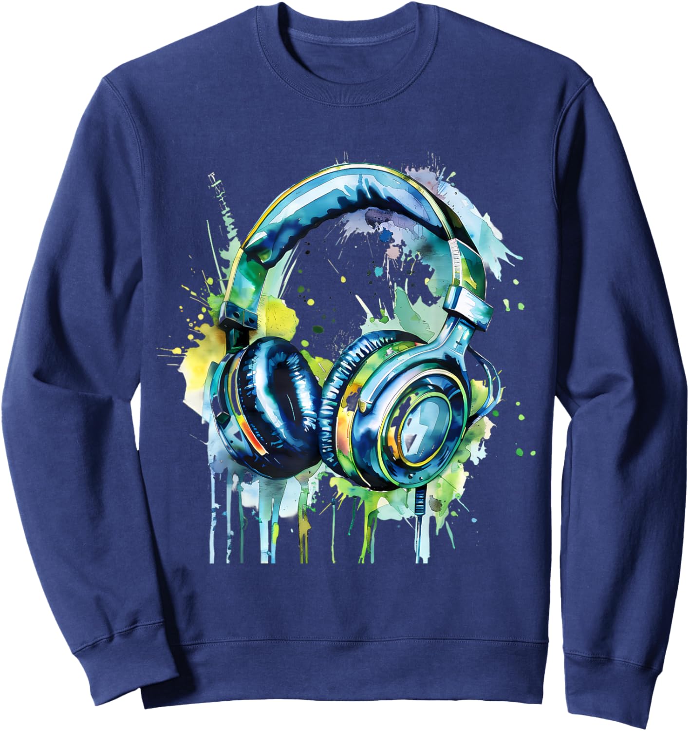 Headphones Music DJ Music Lover Music Headphones Splash EDM Sweatshirt - Sweatshirt | Navy