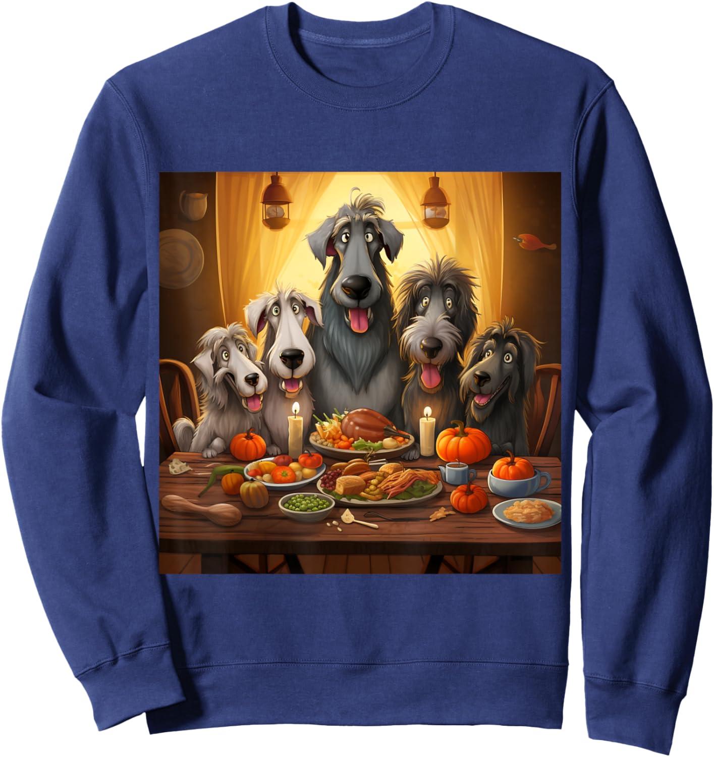 Thanksgiving Irish Wolfhound - Irish Wolfhound Thanksgiving Sweatshirt - Sweatshirt | Navy