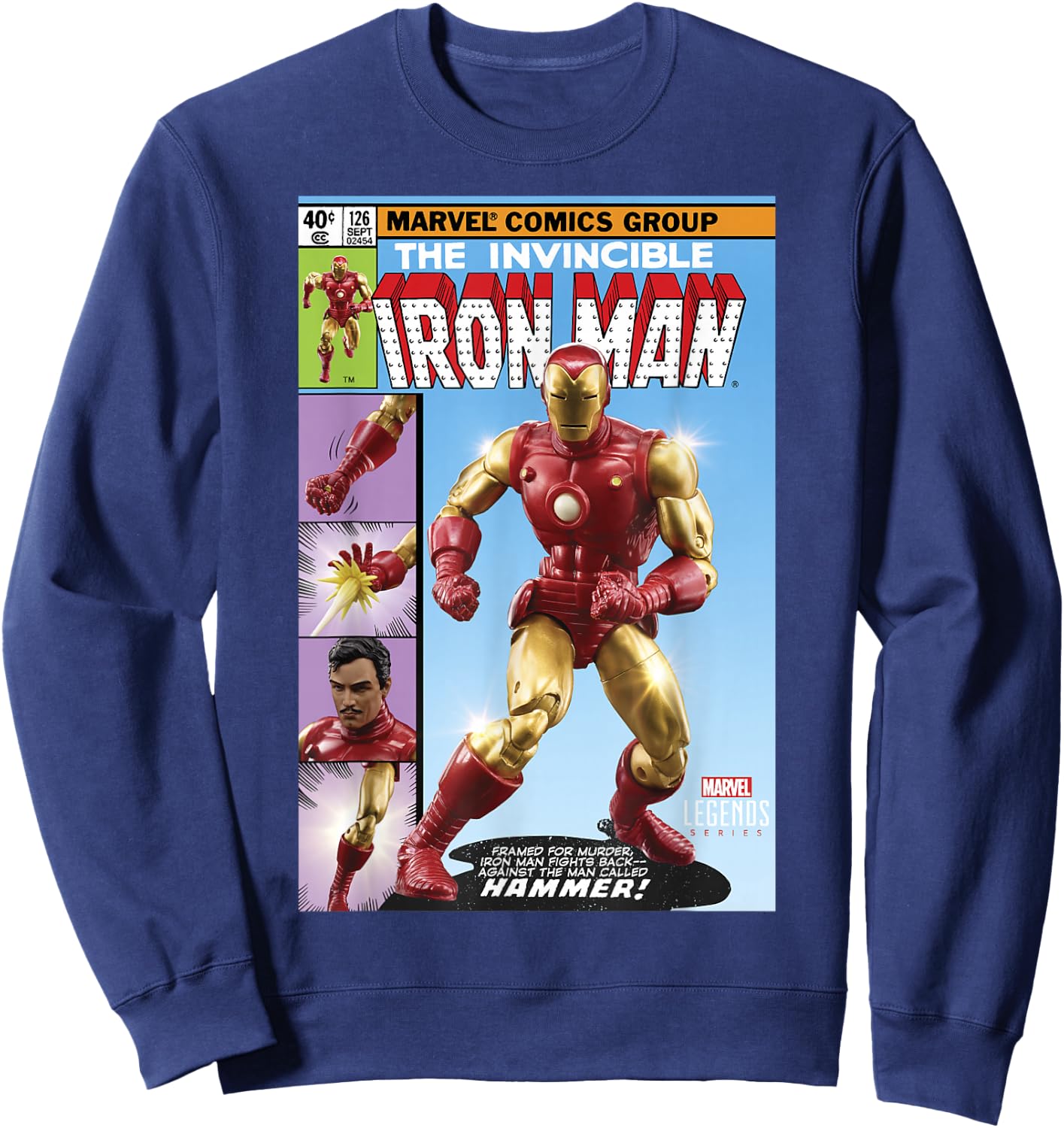 Marvel Legends Series The Invincible Iron Man Comic Cover Sweatshirt - Sweatshirt | Navy