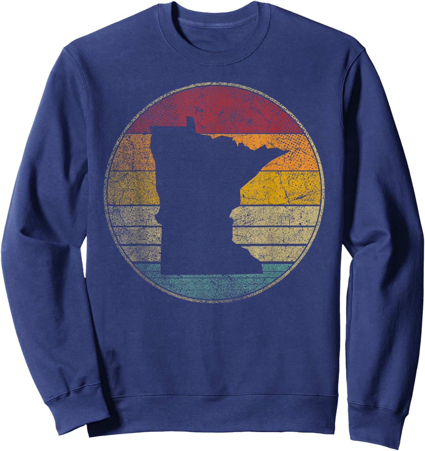 Minnesota Vintage Distressed Retro Style Silhouette State Sweatshirt - Sweatshirt | Navy