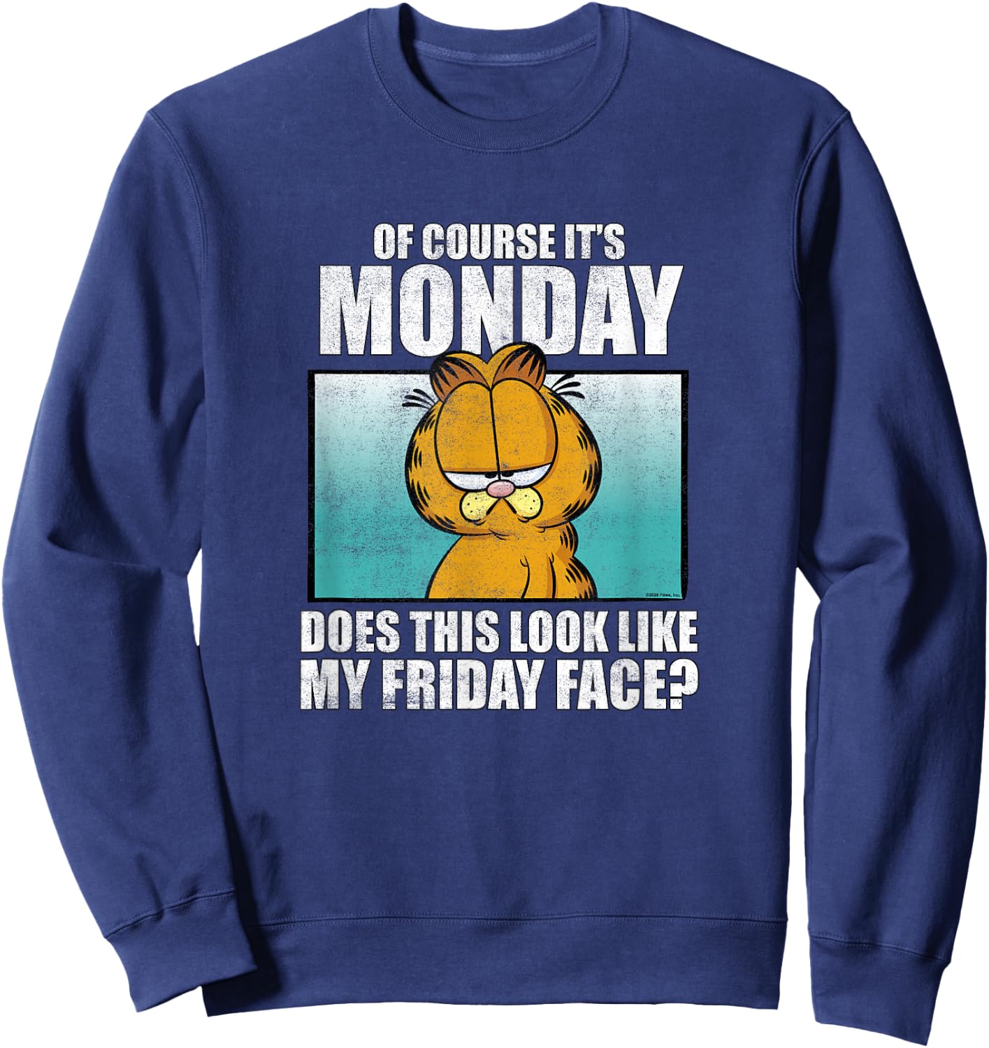 Garfield of Course It's Monday...Friday Face Sweatshirt - Sweatshirt | Navy