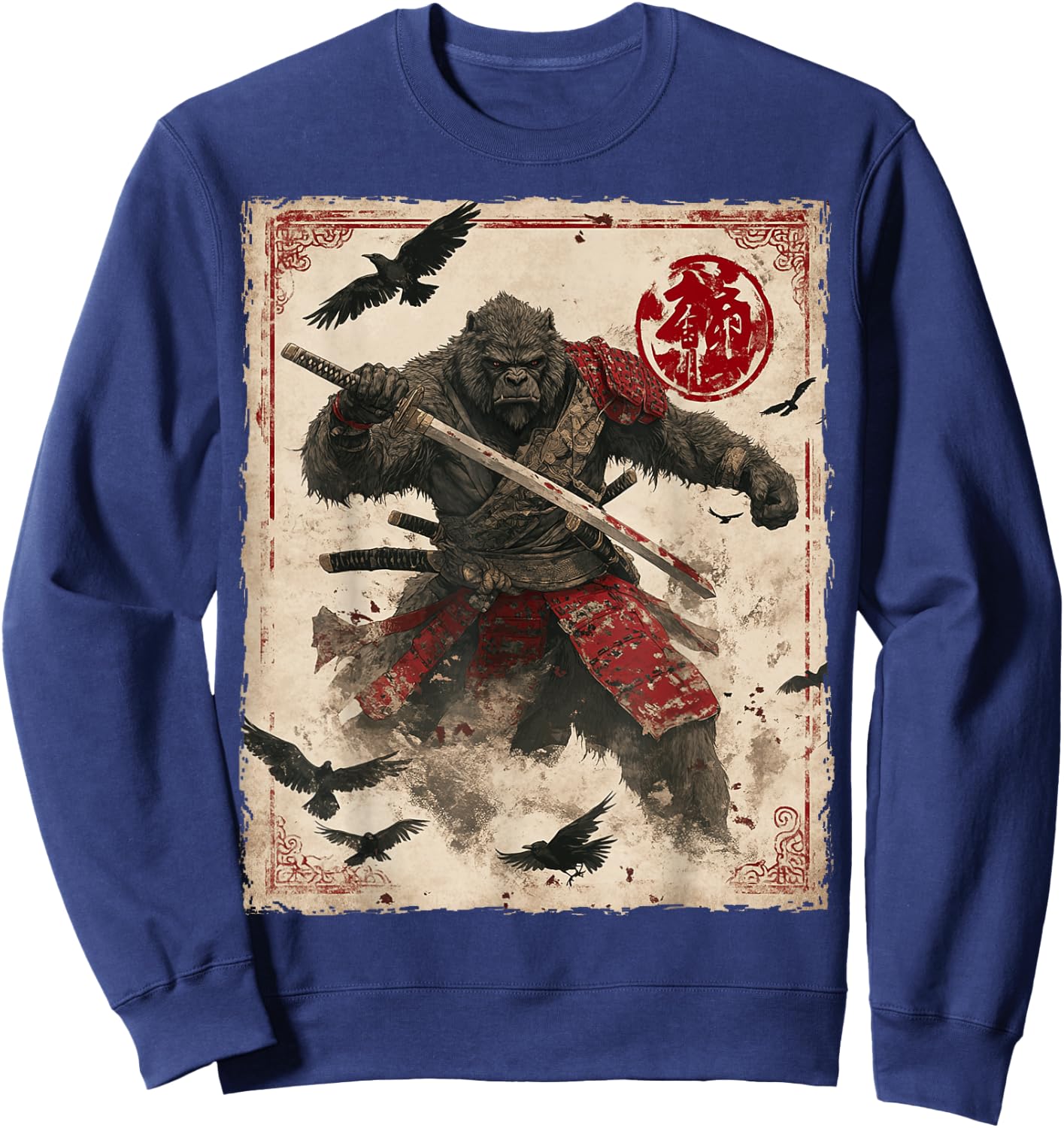 Bigfoot Sasquatch Samurai Graphic Japanese Warrior Anime Sweatshirt - Sweatshirt | Navy