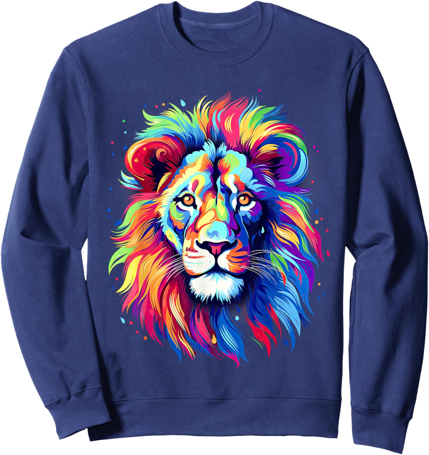 Colorful Lion Spirit Animal Multicolor Art Leo Lion Sweatshirt - Sweatshirt | Navy