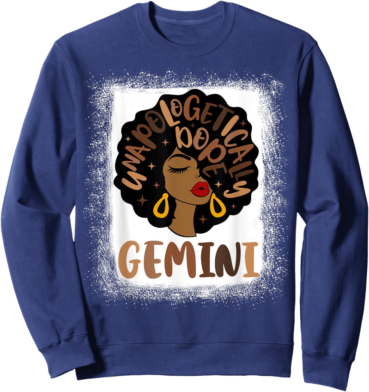 Unapologetically Dope Gemini Bleached Black Woman Sweatshirt - Sweatshirt | Navy