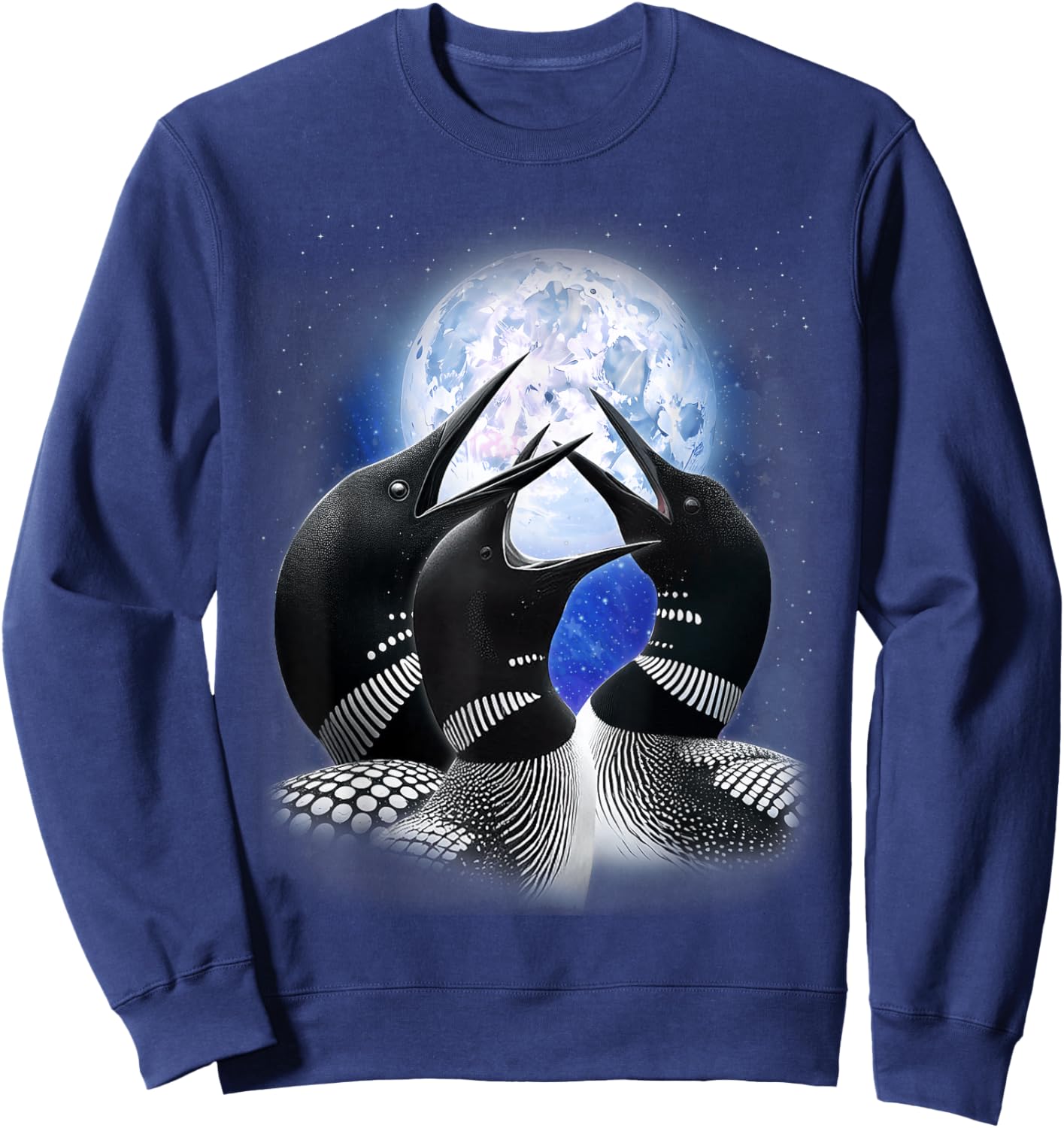 3 Common Loon Howling At The Moon Funny Birdwatcher Birder Sweatshirt - Sweatshirt | Navy