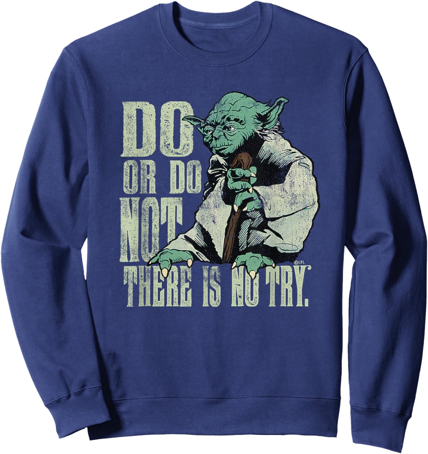 Star Wars Yoda Do or Do Not There is No Try Vintage Style Sweatshirt - Sweatshirt | Navy
