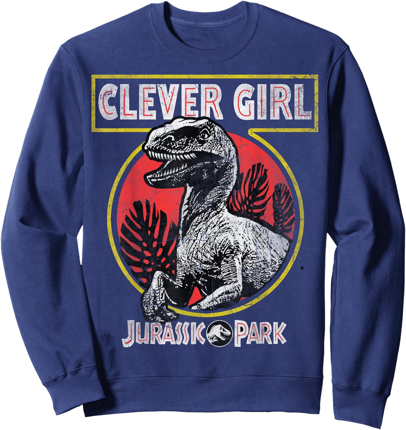 Jurassic Park Clever Girl Raptor Roar Circle Logo Sweatshirt - Sweatshirt | Navy