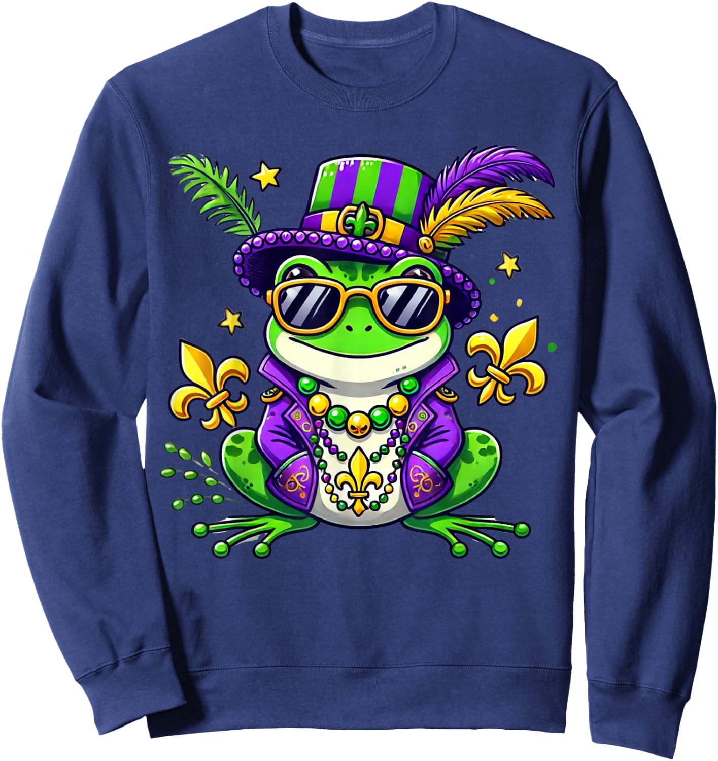 Funny Frog Mardi Gras Costume Men Women Kids Party Sweatshirt - Sweatshirt | Navy