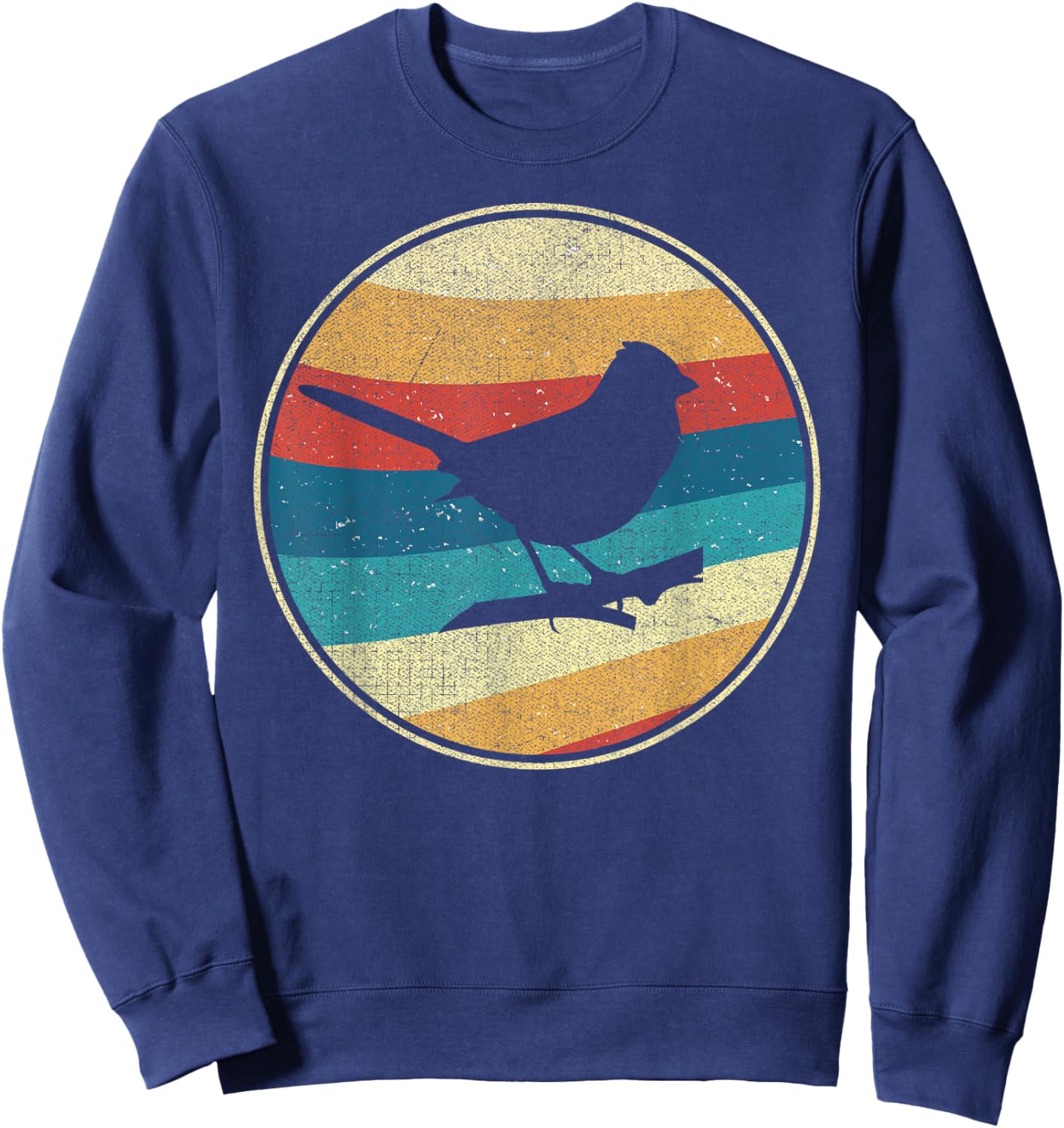 Vintage Eastern Towhee 80s 90s Retro Distressed Bird Nerds Sweatshirt - Sweatshirt | Navy