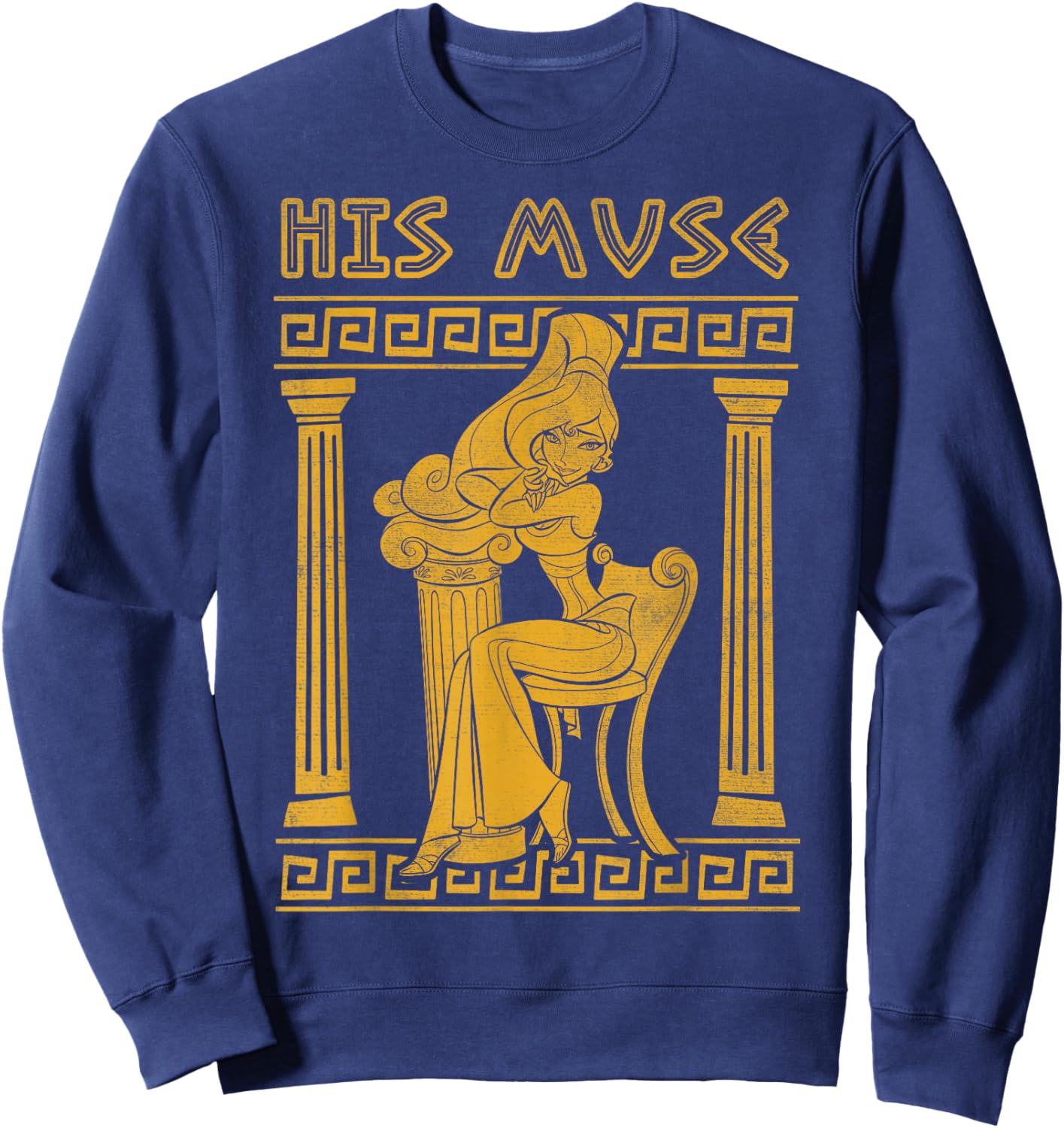 Disney Hercules Valentine's Day Megara His Muse Greece Pose Sweatshirt - Sweatshirt | Navy