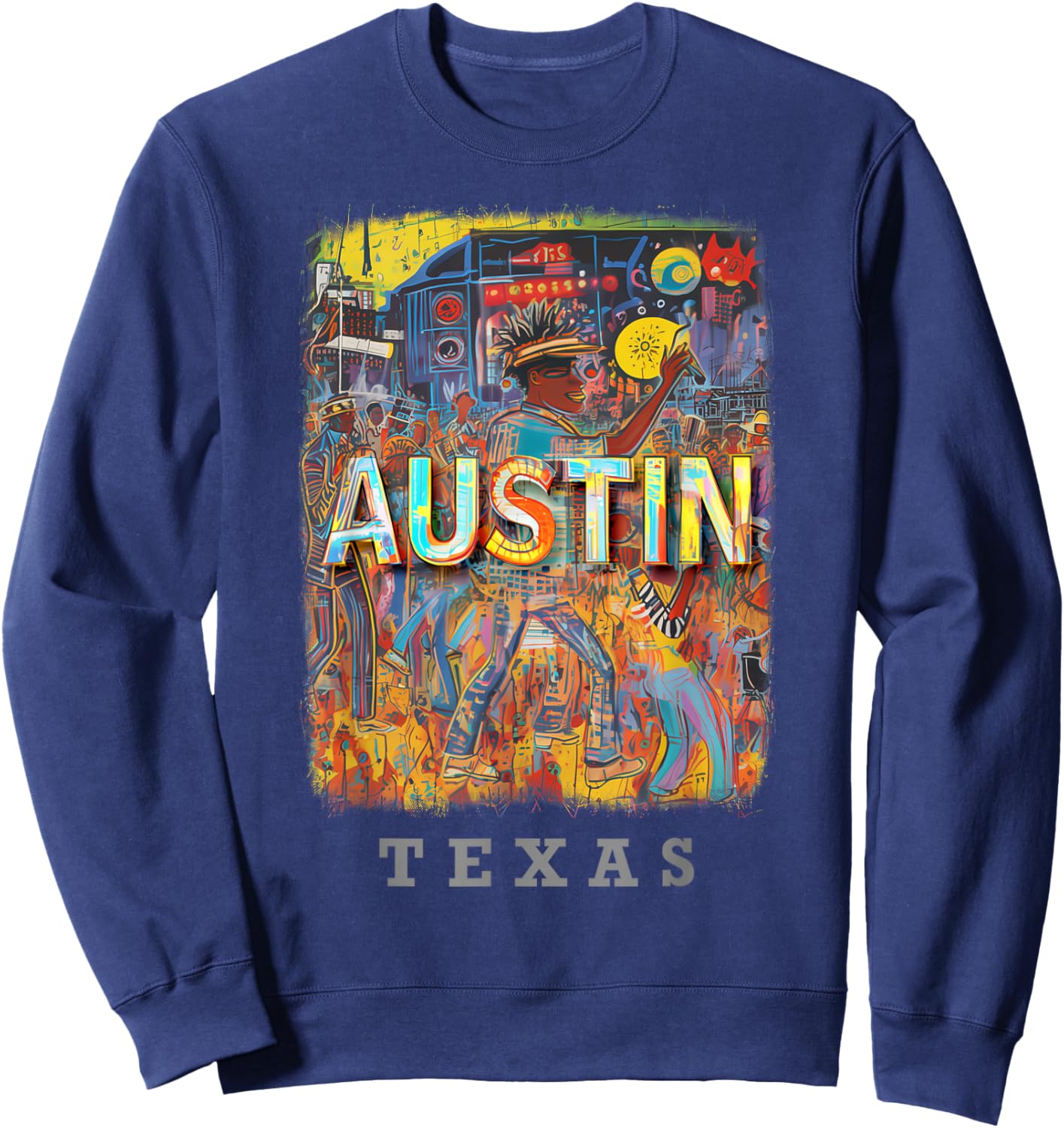 Austin Texas TX Live Music Scene SD706 Sweatshirt - Sweatshirt | Navy