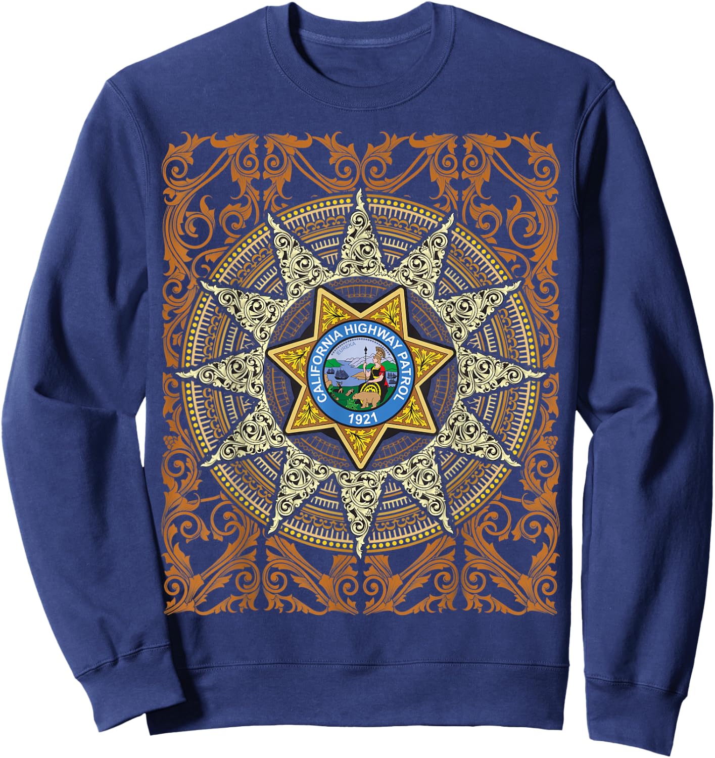 California Highway Patrol Vintage Ornament Sweatshirt - Sweatshirt | Navy