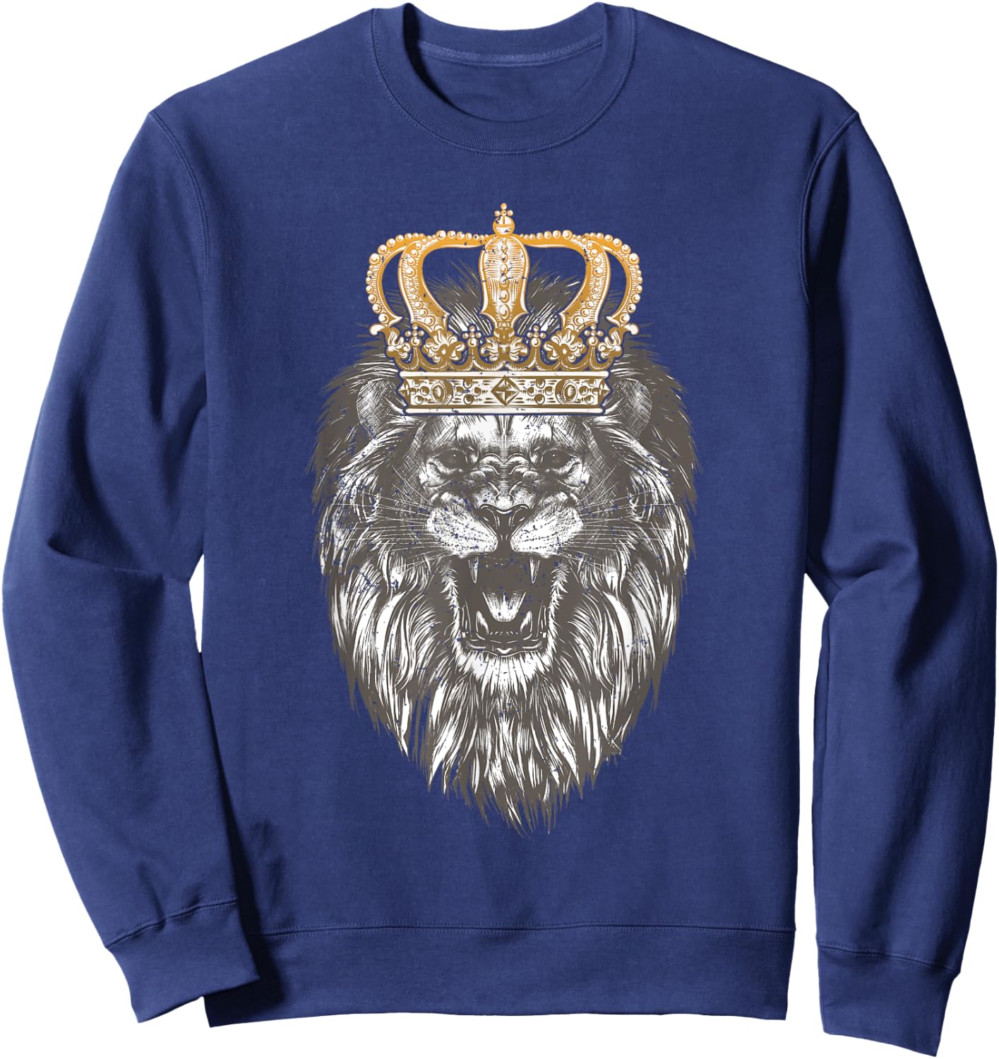 Animal King Portrait Crown Lion Sweatshirt - Sweatshirt | Navy