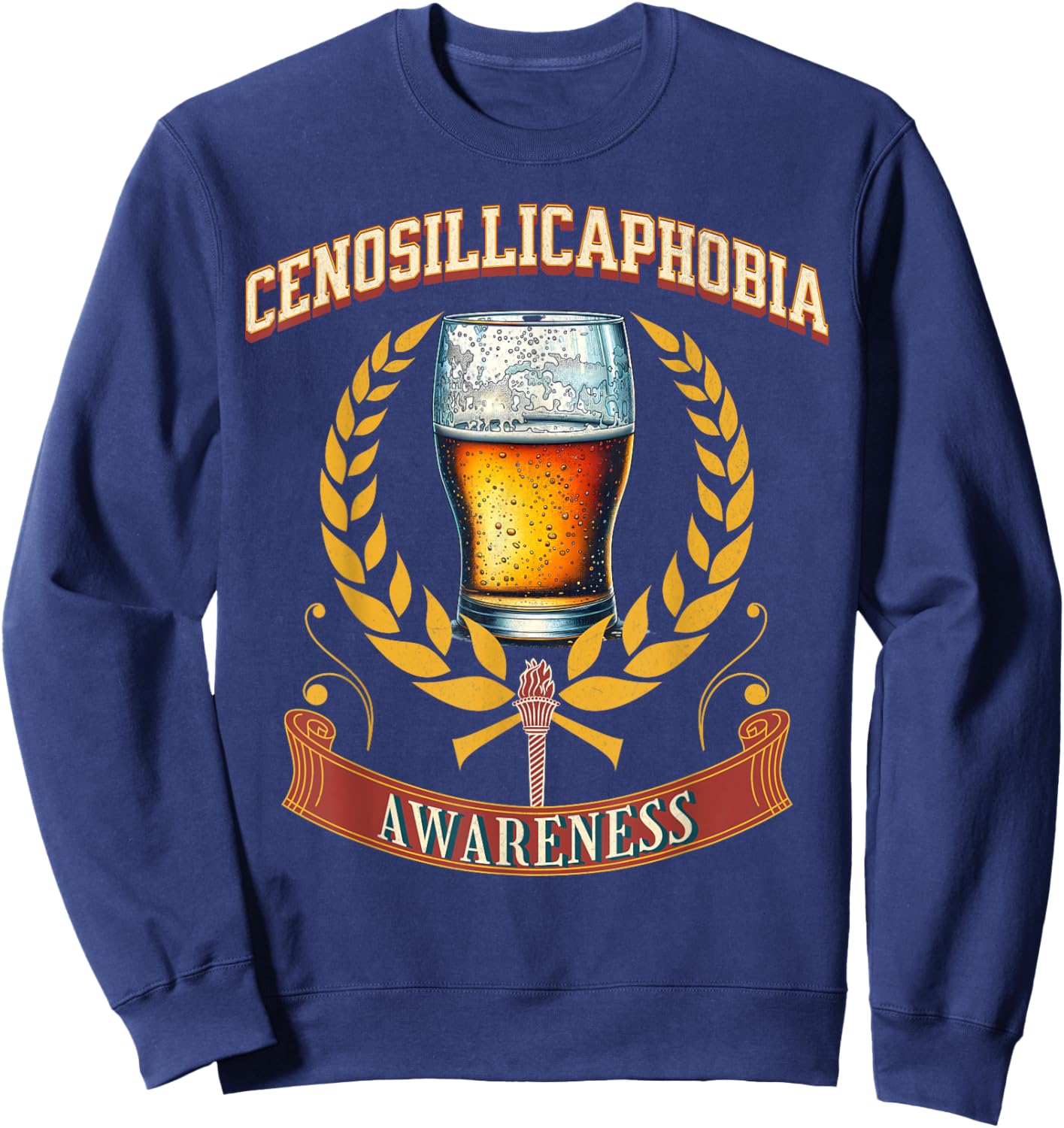 Cenosillicaphobia Alert - Empty Glass Ahead Sweatshirt - Sweatshirt | Navy