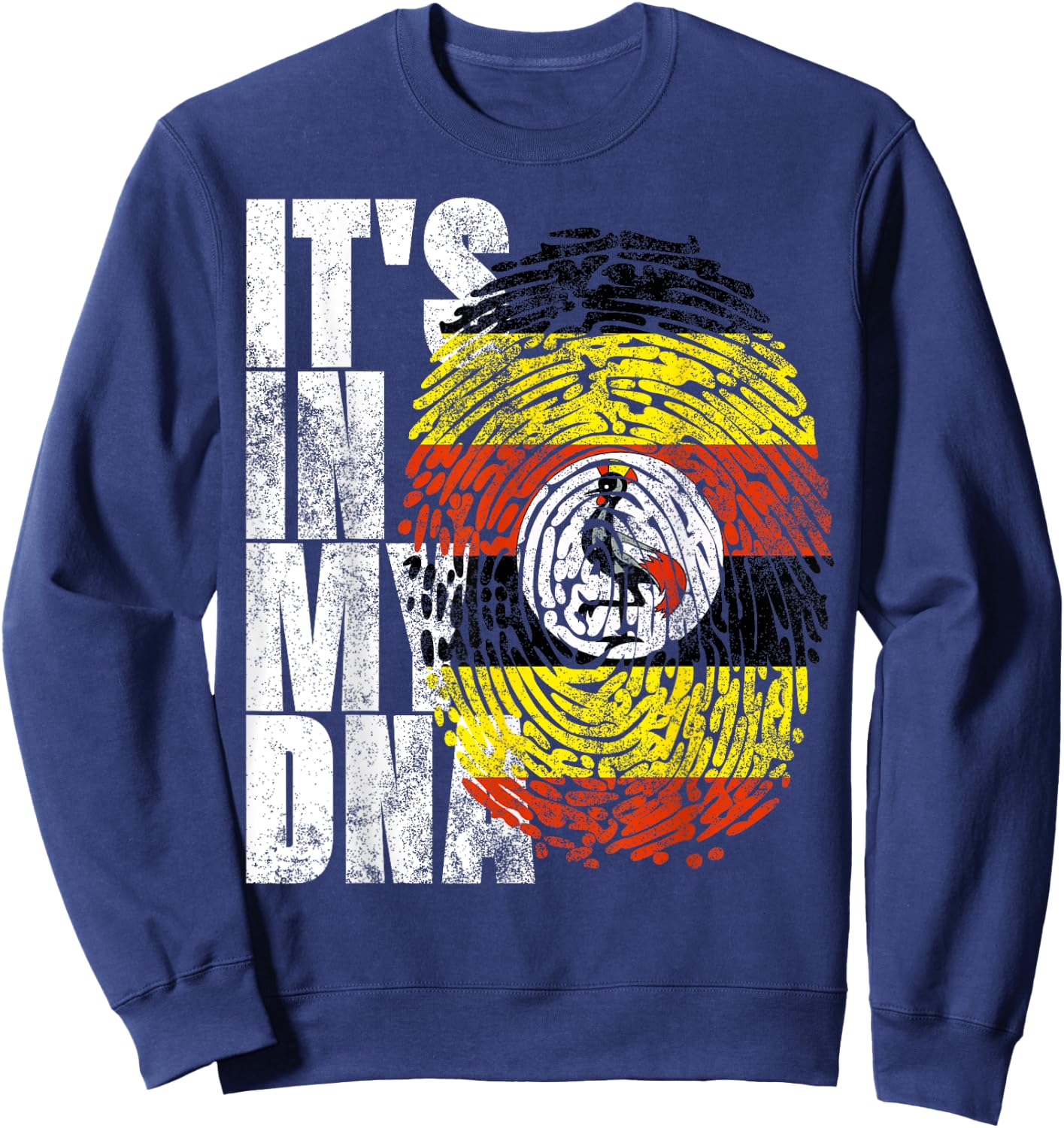It's In My DNA Uganda Print African-American Ugandan Flag Sweatshirt - Sweatshirt | Navy