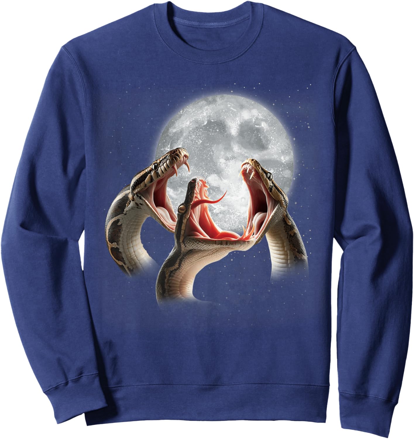 3 Ball Python Snakes Howling At The Moon Funny Python Lover Sweatshirt - Sweatshirt | Navy