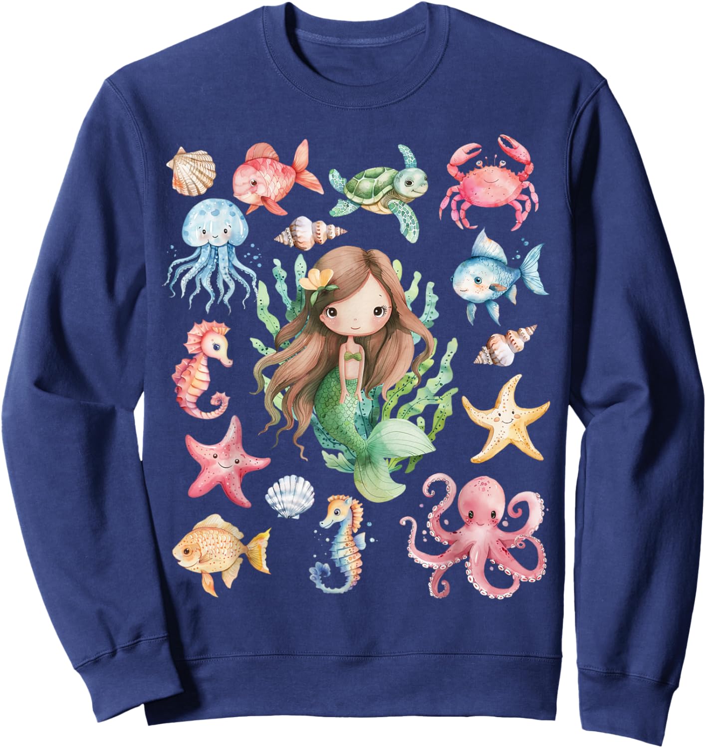 Mermaid Vibe Mermaid Squad Party Birthday Girl Toddler Women Sweatshirt - Sweatshirt | Navy