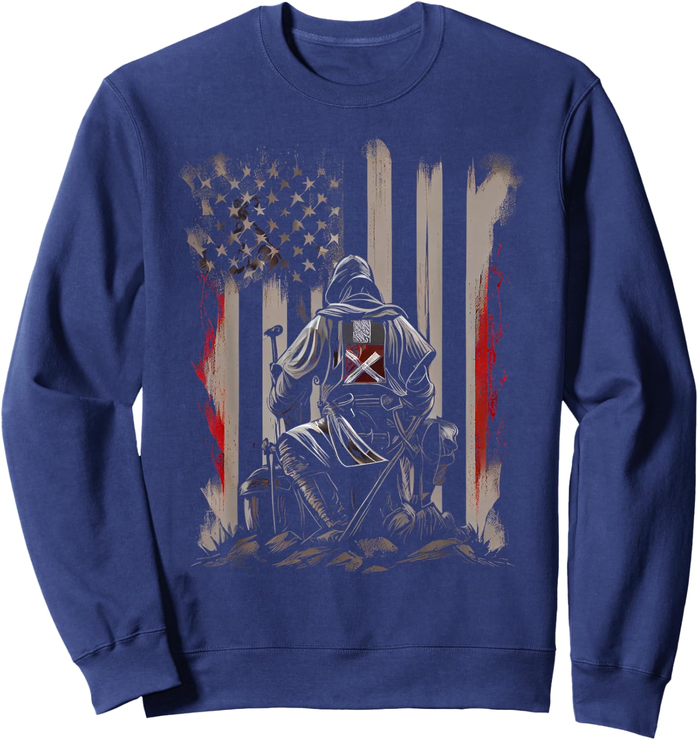 Knight Templar Kneeling Crusader Templar Warrior Of Christ Sweatshirt - Sweatshirt | Navy