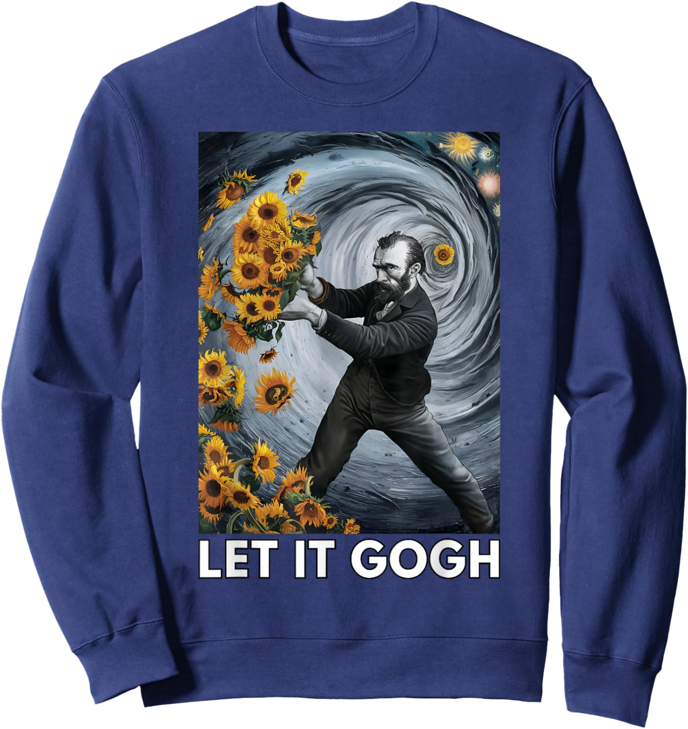 Let It Gogh Vincent Van Gogh Artist Funny Image Sweatshirt - Sweatshirt | Navy