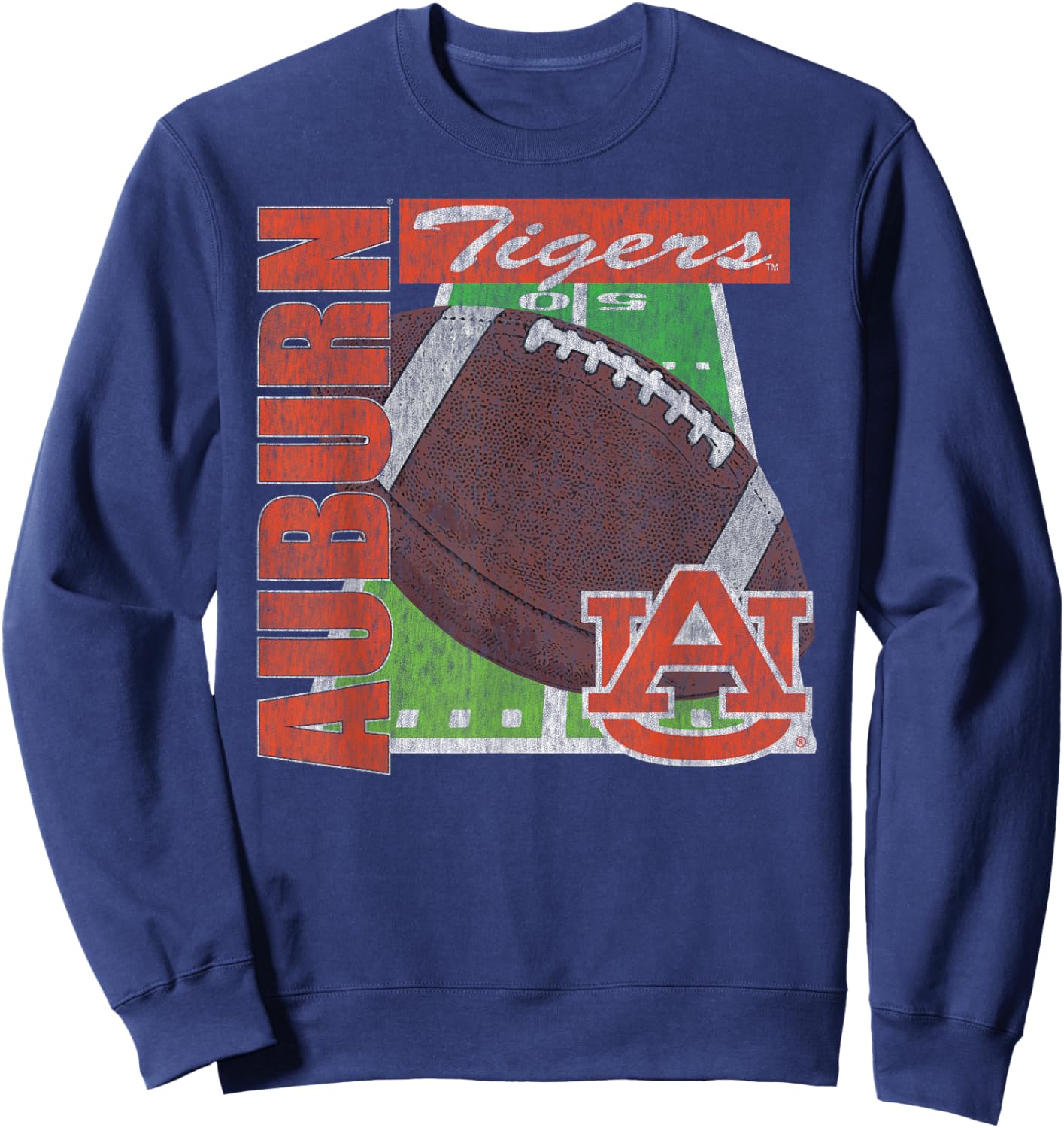 Auburn Tigers Vintage Football Field Navy Sweatshirt - Sweatshirt | Navy