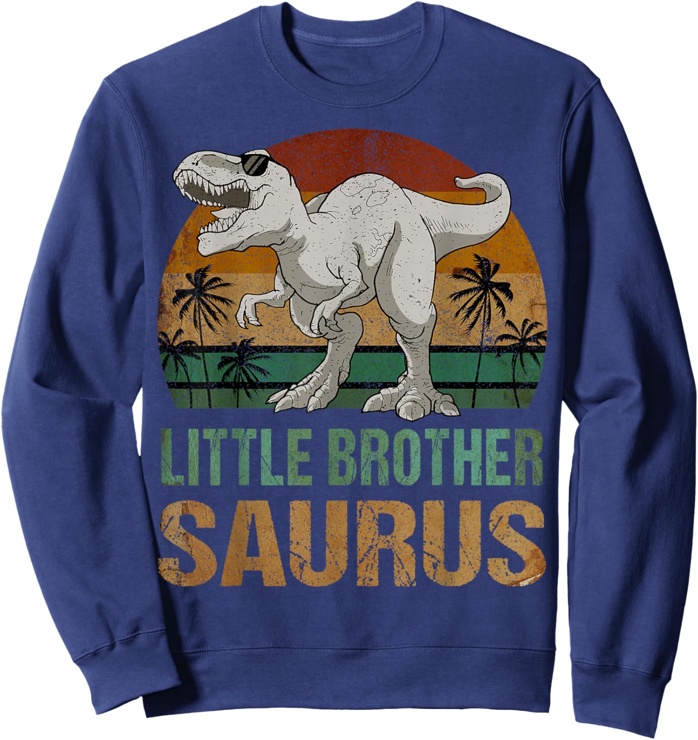 Little Brothersaurus Dinosaur Little Brother Saurus Vintage Sweatshirt - Sweatshirt | Navy