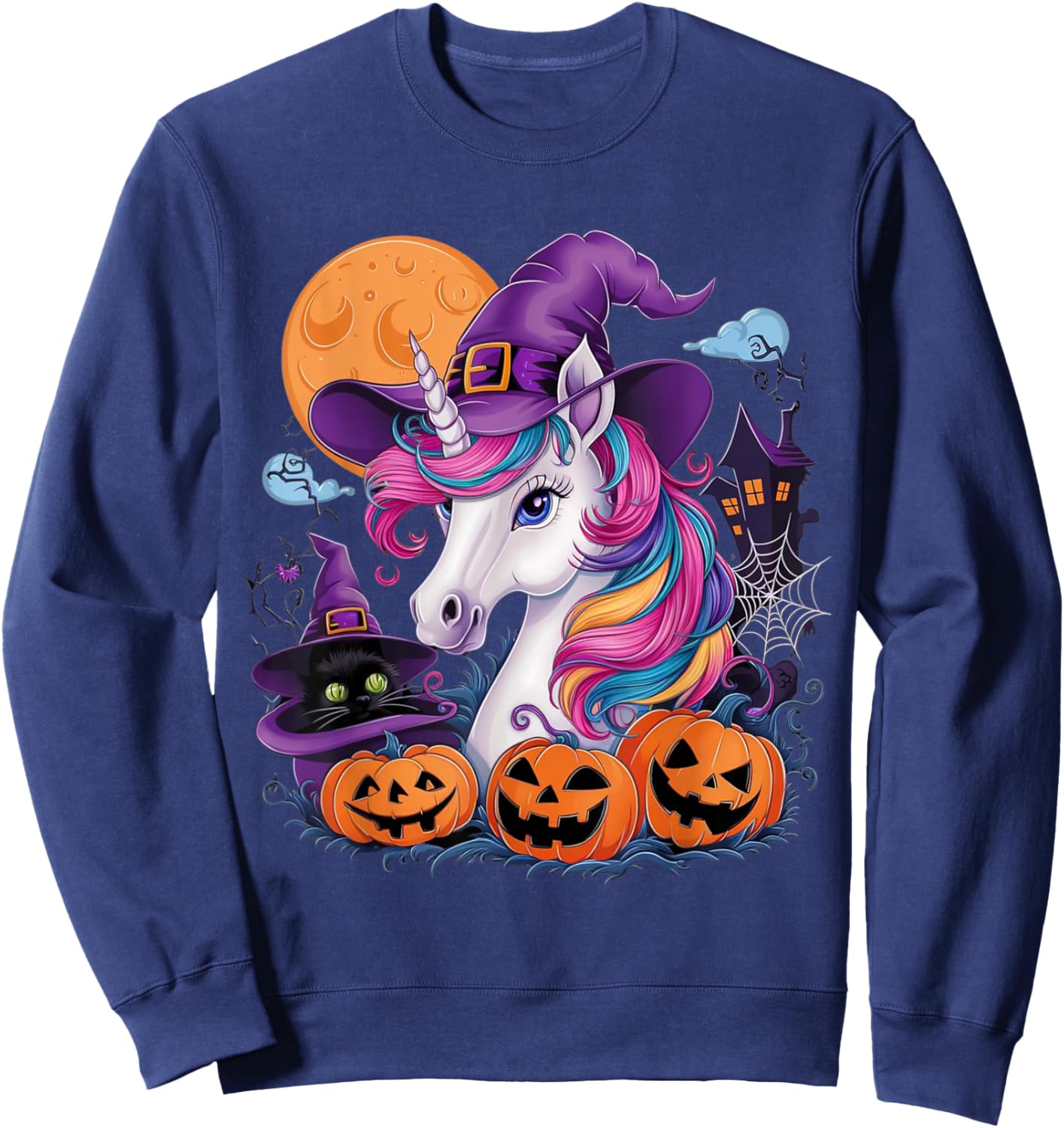 Unicorn Witch Halloween Unicorn Sweatshirt - Sweatshirt | Navy