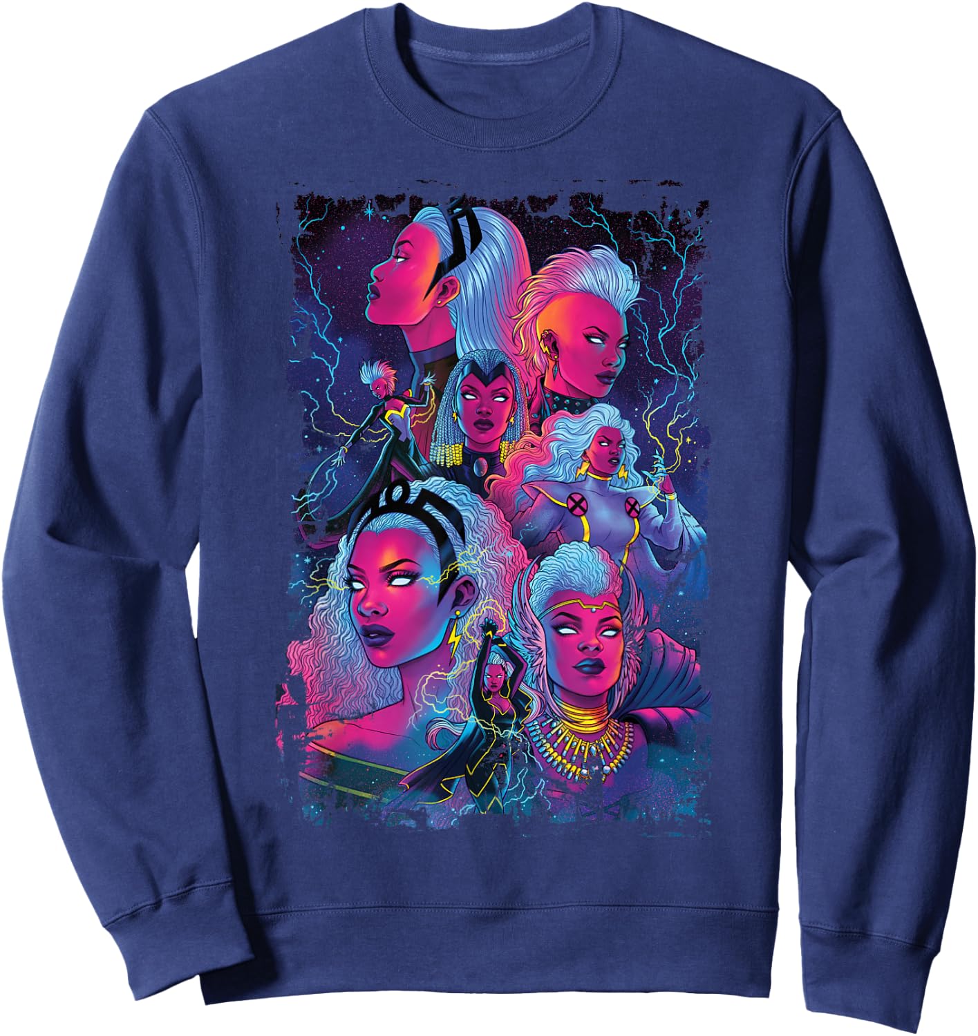 Marvel X-Men Storm of Past and Present Distressed Poster Sweatshirt - Sweatshirt | Navy