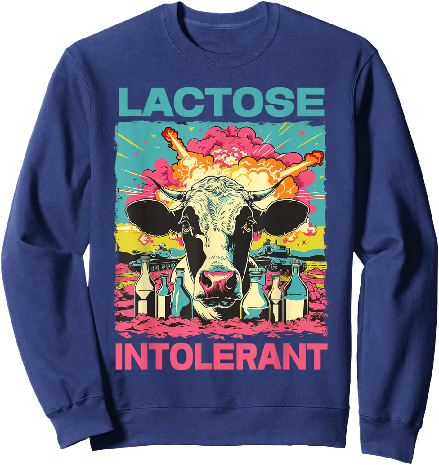 Funny Lactose Intolerant , Small, Black Sweatshirt - Sweatshirt | Navy