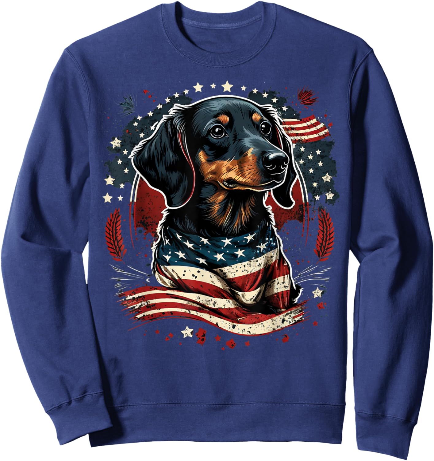 USA 4th Of July Dachshund on Patriotic American Dachshund Kids Men Sweatshirt - Sweatshirt | Navy